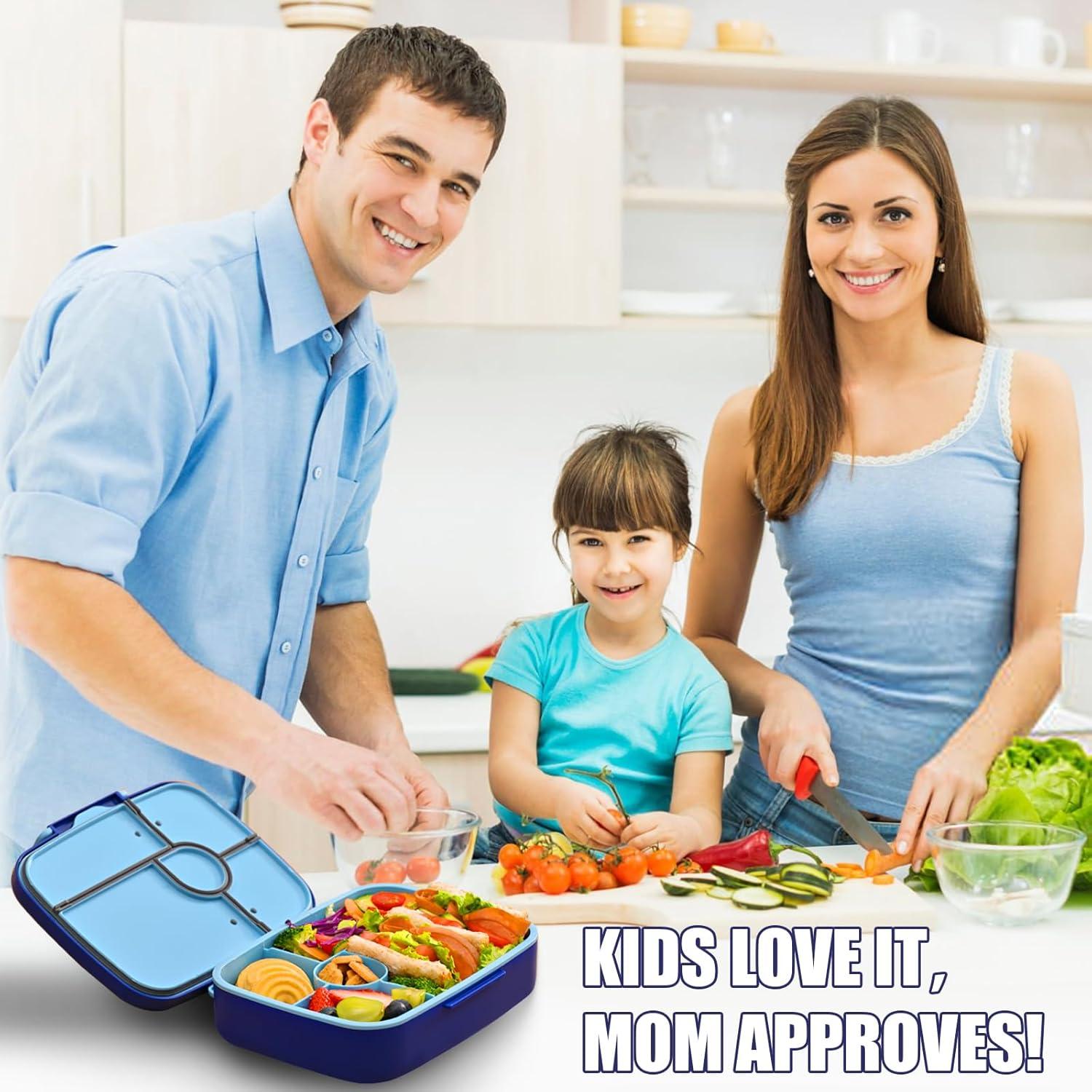 Caja Bento Niños ANDMOON 1300ml 5 Compartimentos Dinosaurio Azul