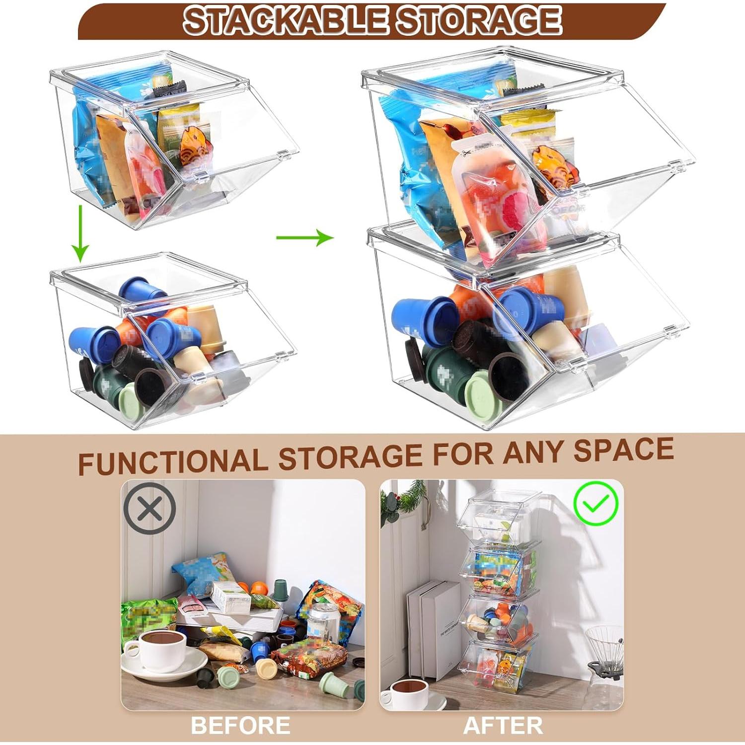 Bins de Almacenamiento Plástico Transparente Yerliker 4 Pcs