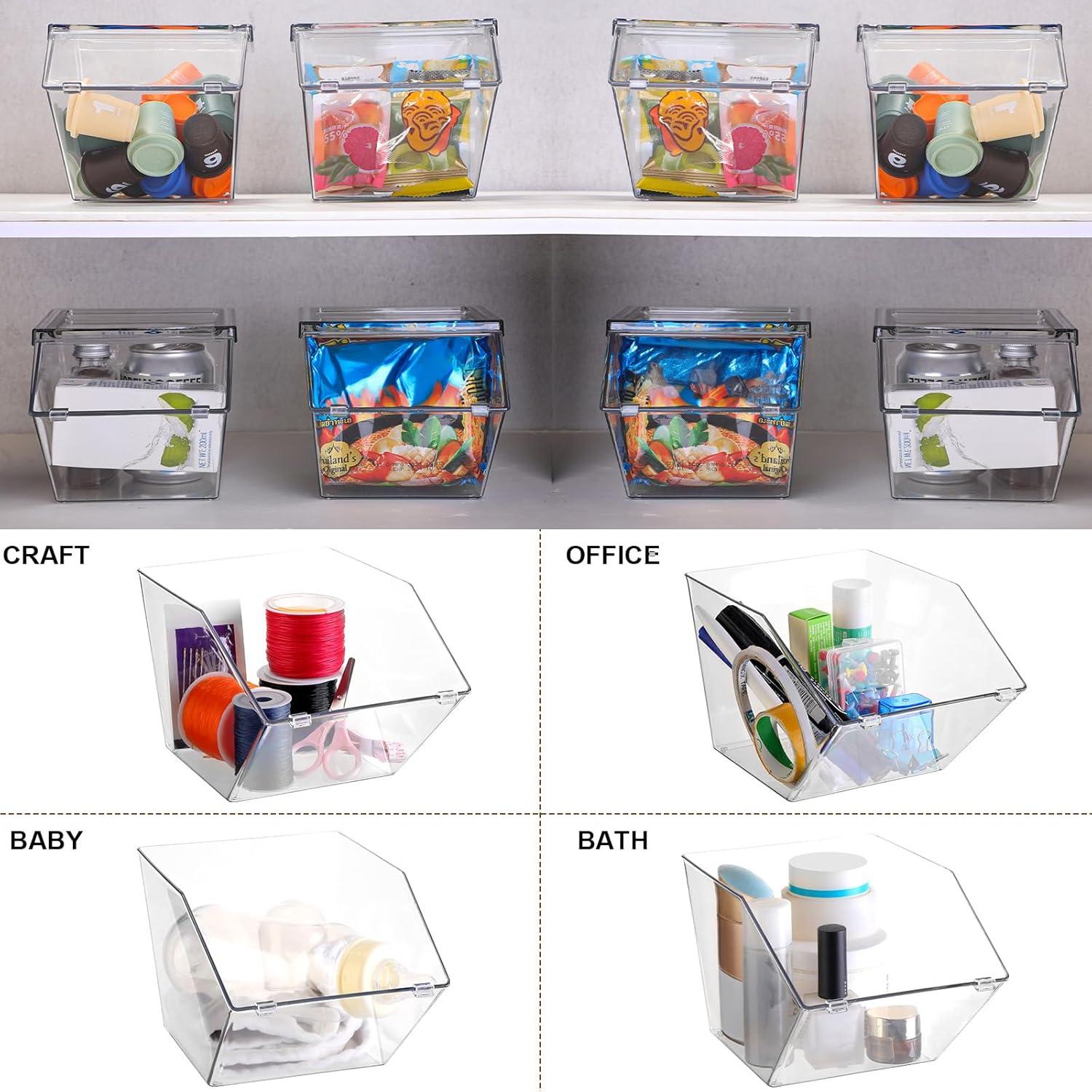Bins de Almacenamiento Plástico Transparente Yerliker 4 Pcs