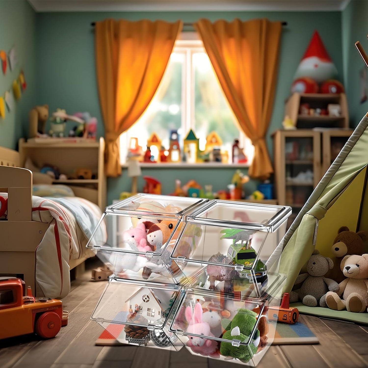 Bins de Almacenamiento Plástico Transparente Yerliker 4 Pcs