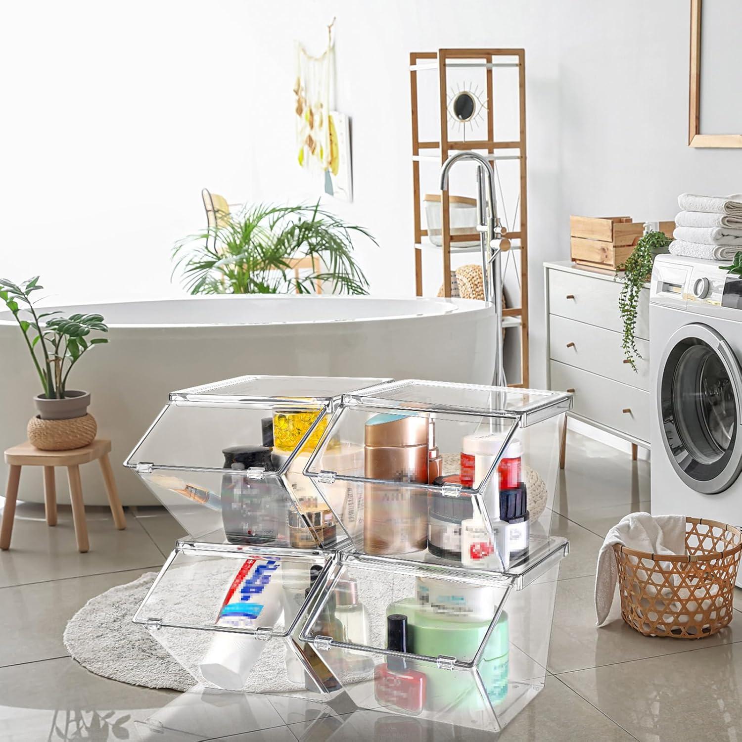 Bins de Almacenamiento Plástico Transparente Yerliker 4 Pcs