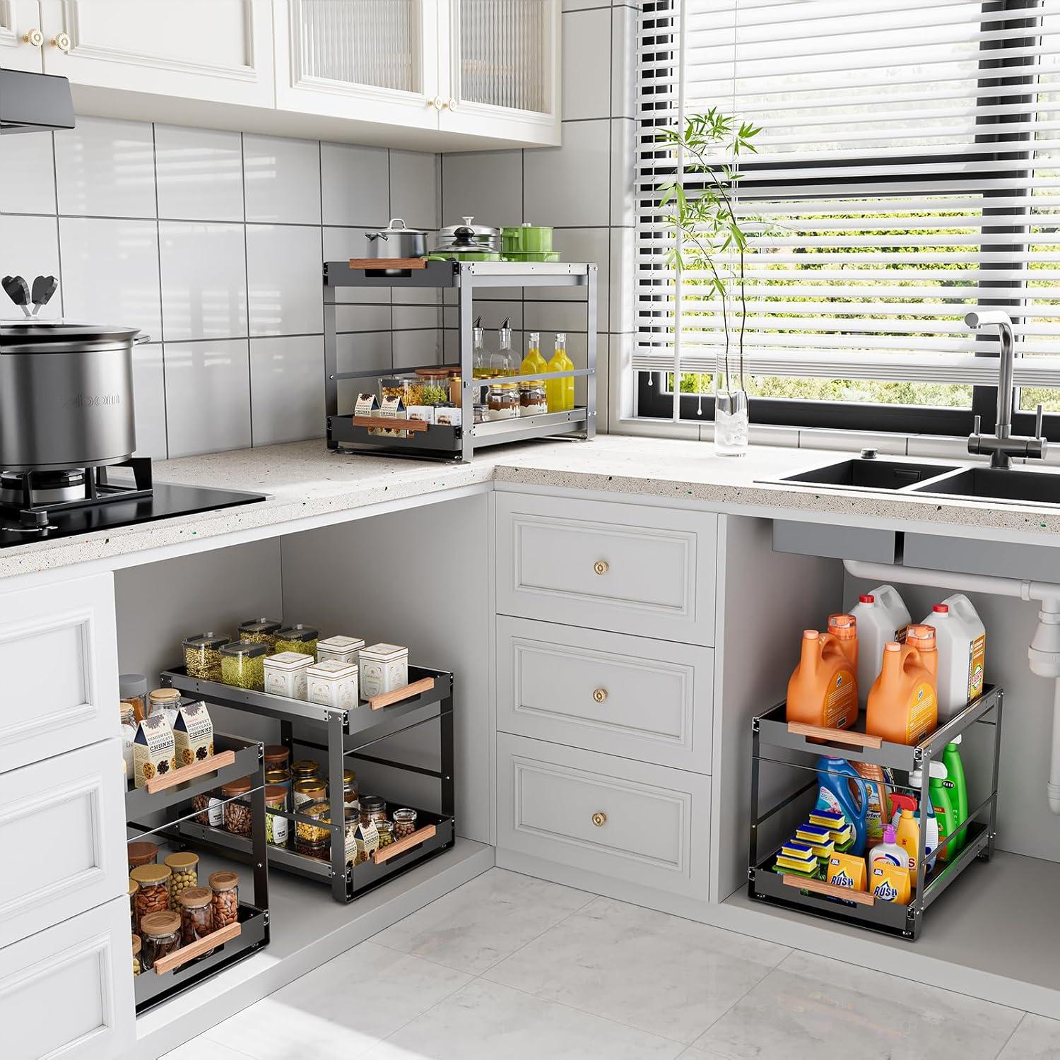 Organizador Bajo Fregadero AndUp 2 Niveles Metal Gris