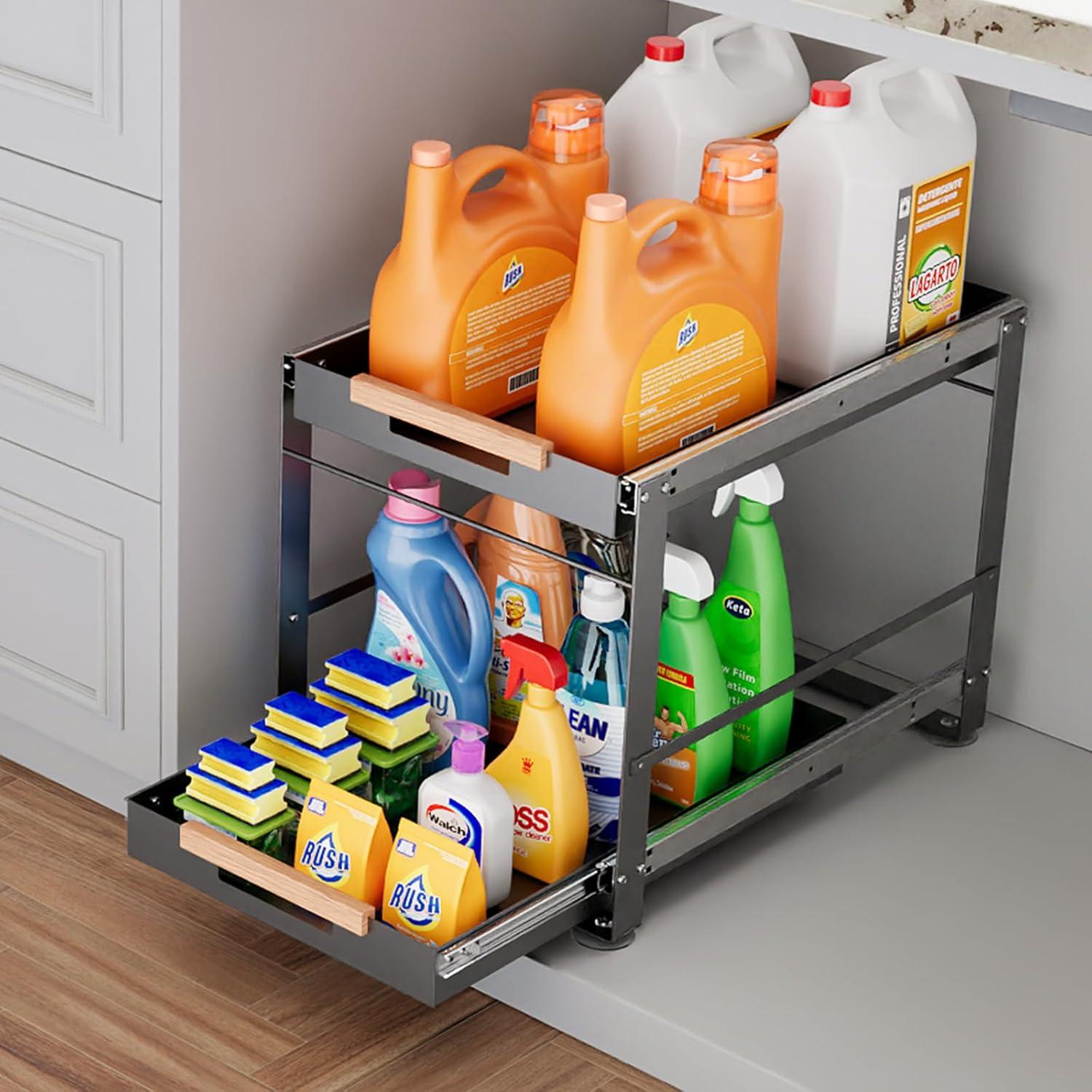 Organizador Bajo Fregadero AndUp 2 Niveles Metal Gris