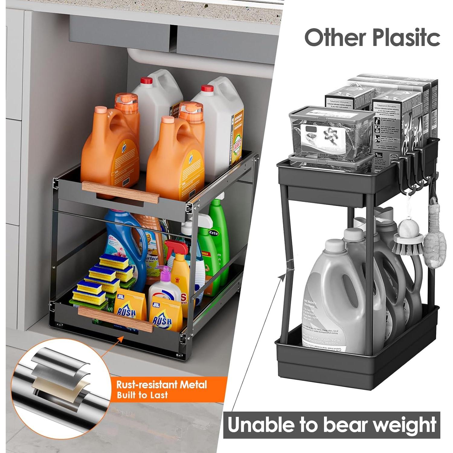 Organizador Bajo Fregadero AndUp 2 Niveles Metal Gris