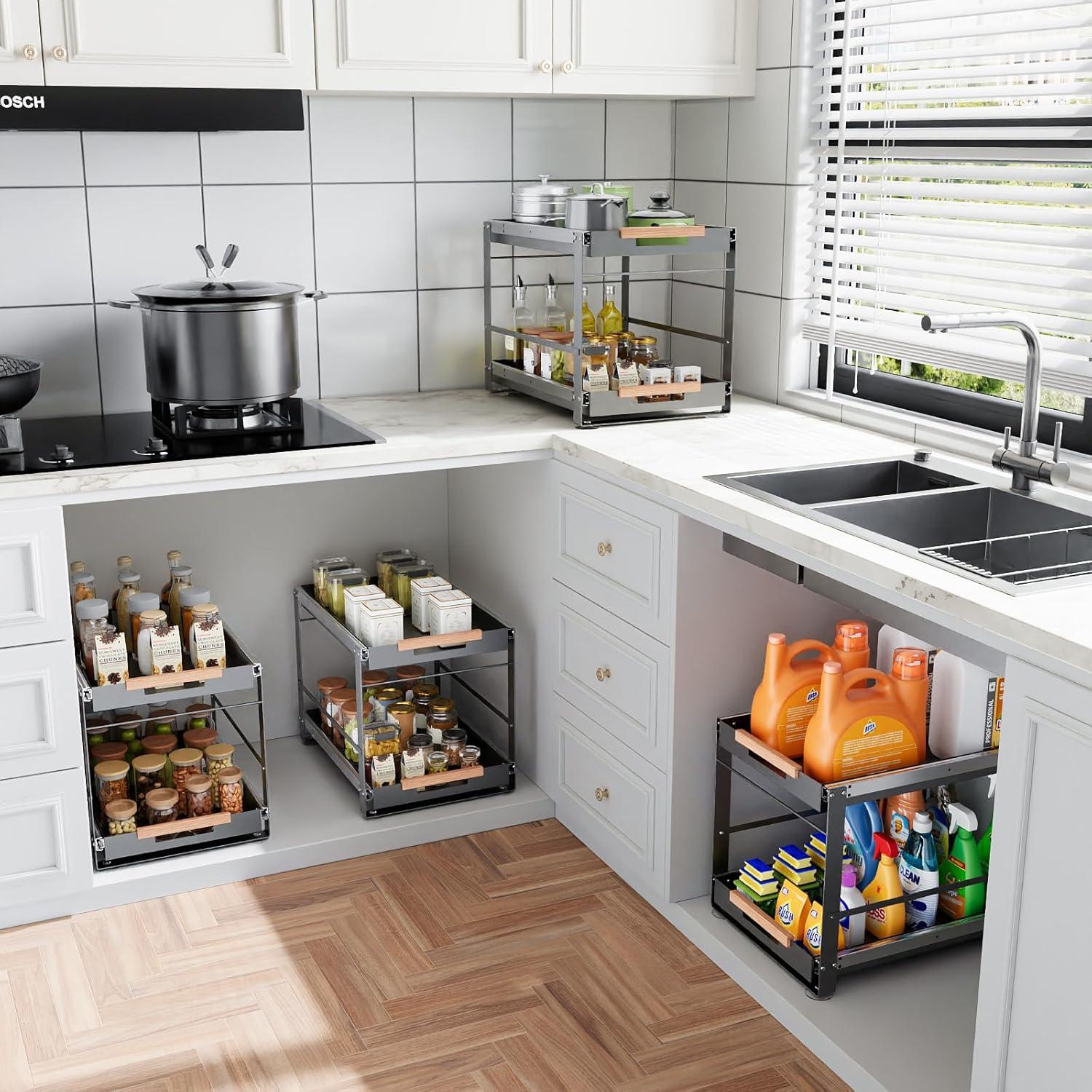 Organizador Bajo Fregadero AndUp 2 Niveles Metal Gris