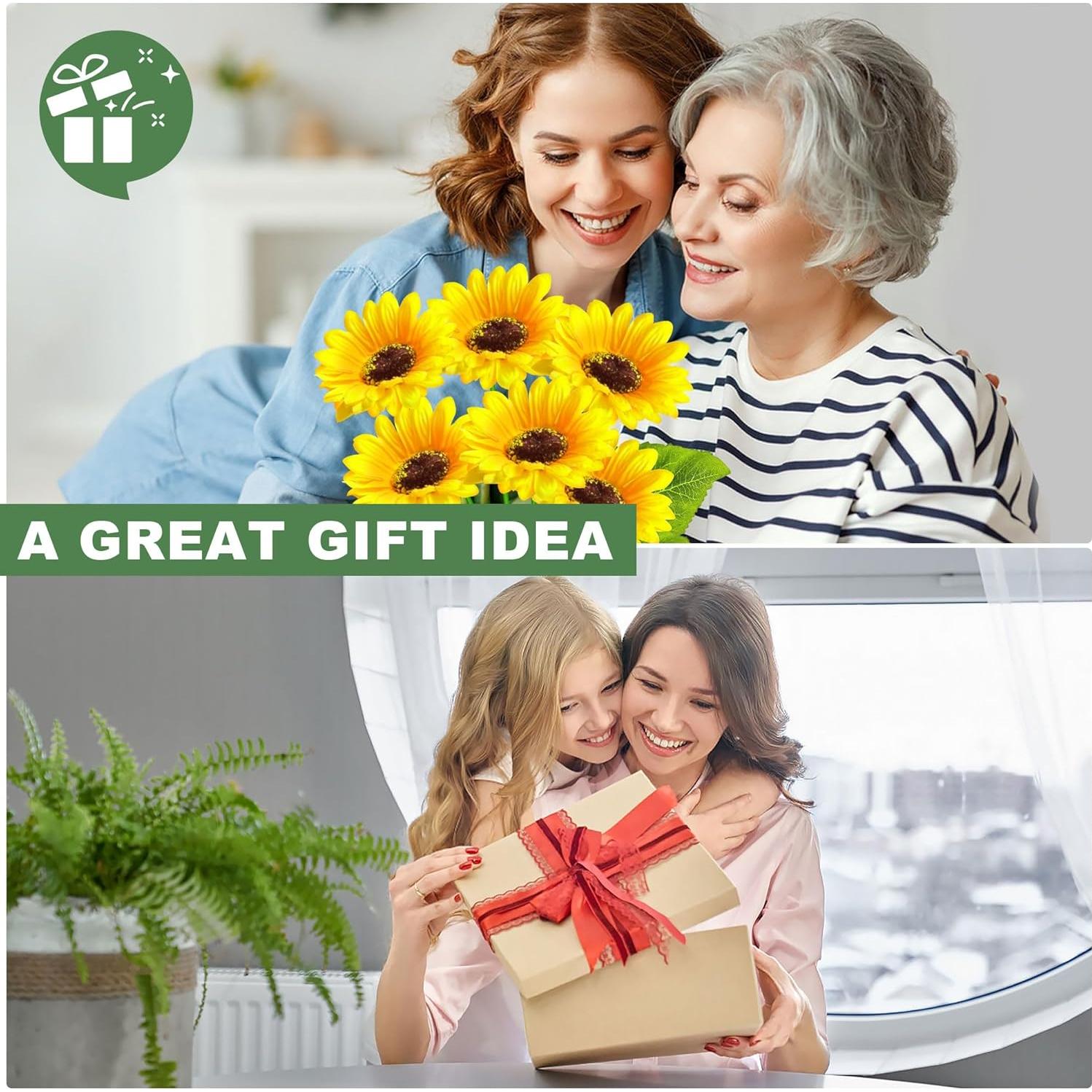 Luces Solares de Girasol EDOF - Paquete de 2, 12 Flores