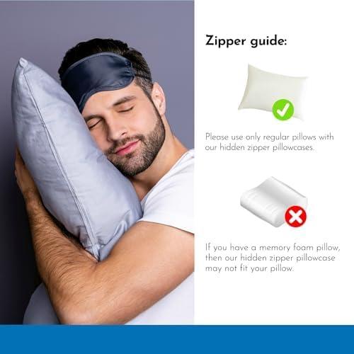 Fundas de Almohada Refrigerantes Vegan Silk - 100% Viscosa de Bambú - Estándar, Juego de 2 con Cremallera