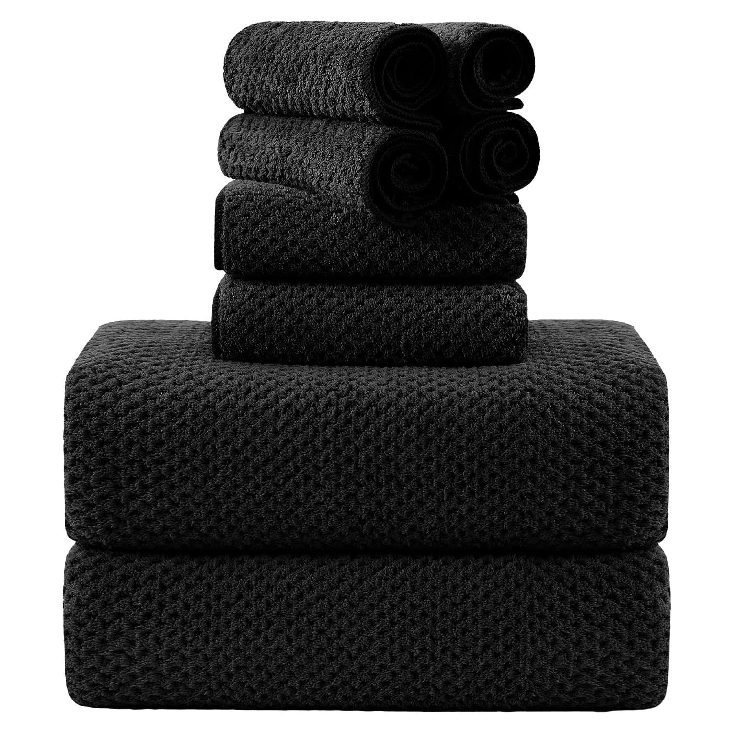 Juego de Toallas de Baño 8 Piezas Smuge Microfibra Negra