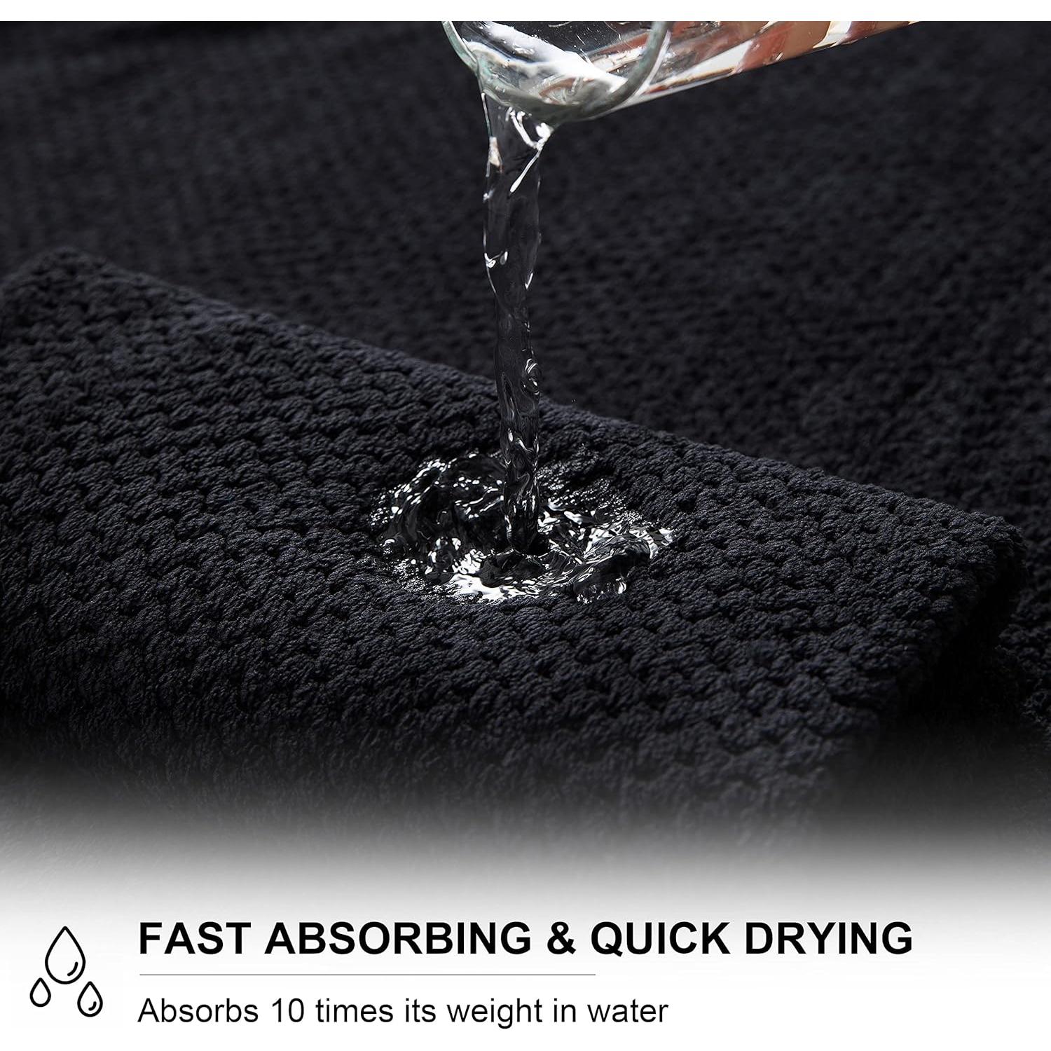 Juego de Toallas de Baño 8 Piezas Smuge Microfibra Negra