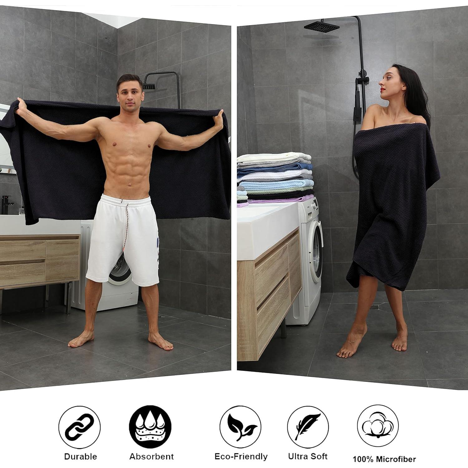 Juego de Toallas de Baño 8 Piezas Smuge Microfibra Negra