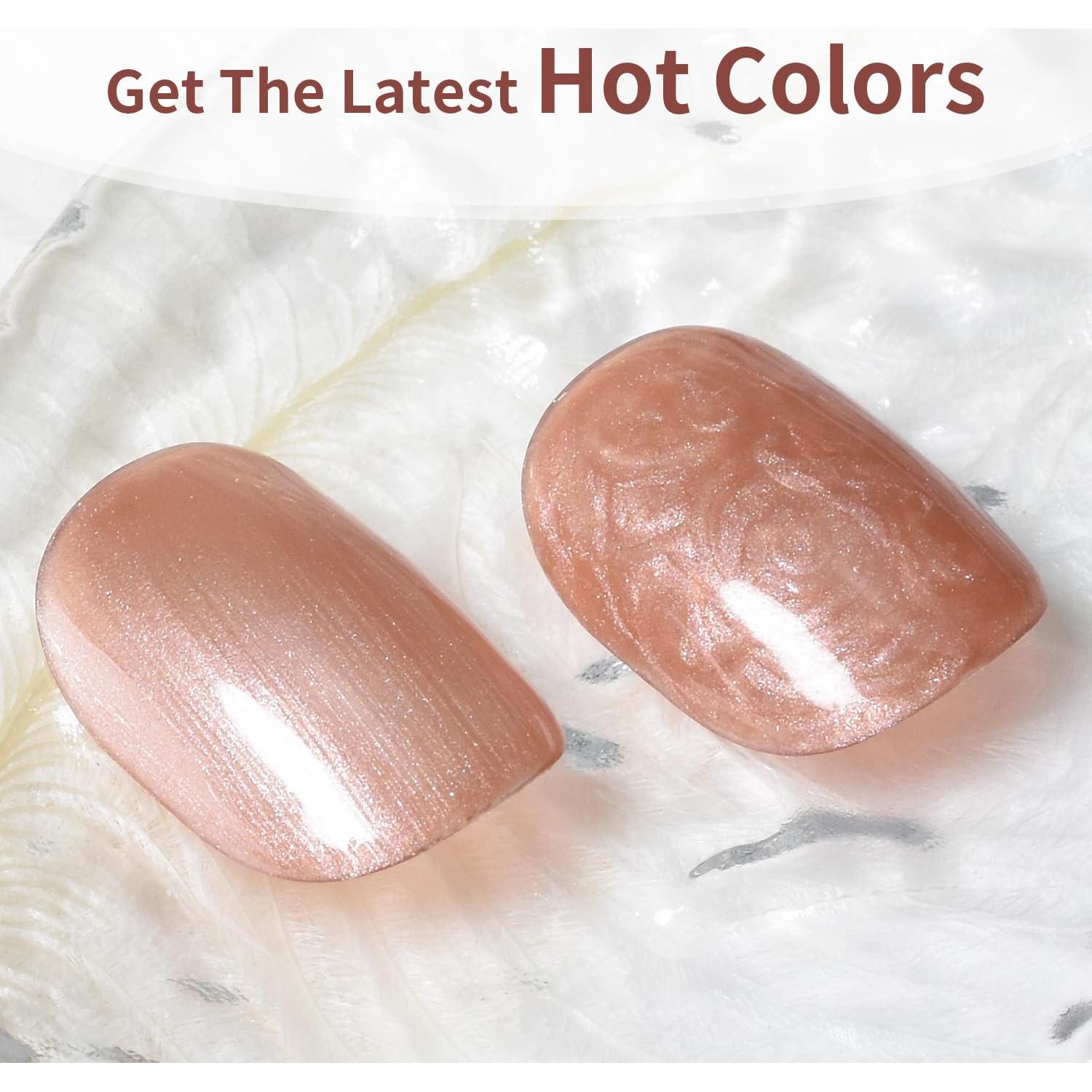 JODSONE 10ml Rose Gold Gel Nail Polish, Glitter Rose Gold Gel Polish All Seasons Neutral Soak Off U V Lamp Nail Art Design Manicure Salon DIY Home