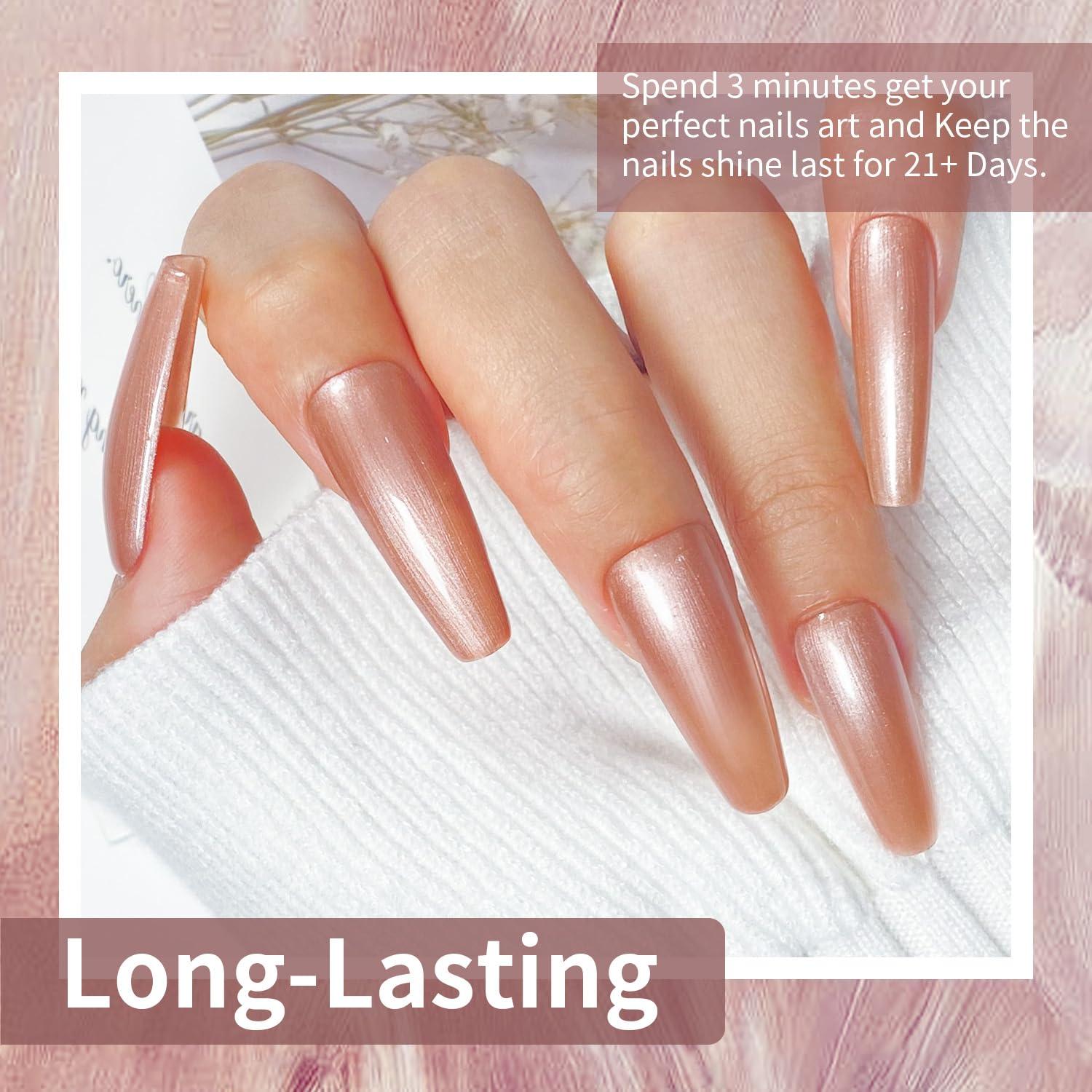 JODSONE 10ml Rose Gold Gel Nail Polish, Glitter Rose Gold Gel Polish All Seasons Neutral Soak Off U V Lamp Nail Art Design Manicure Salon DIY Home