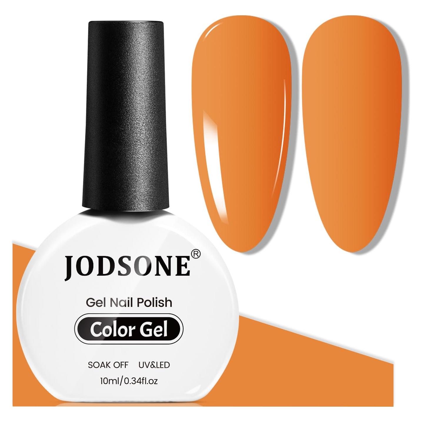 JODSONE 10ml Orange Gel Nail Polish Bright Orange Gel Polish Nail Manicure Salon DIY at Home High Gloss Soak Off U V