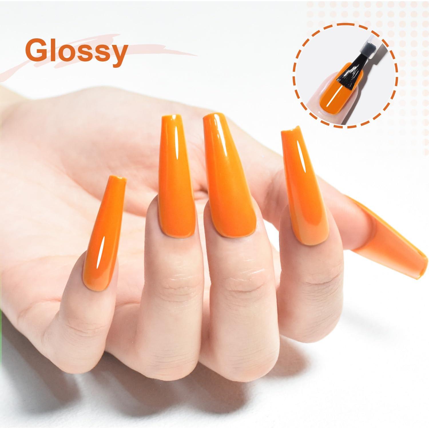 JODSONE 10ml Orange Gel Nail Polish Bright Orange Gel Polish Nail Manicure Salon DIY at Home High Gloss Soak Off U V