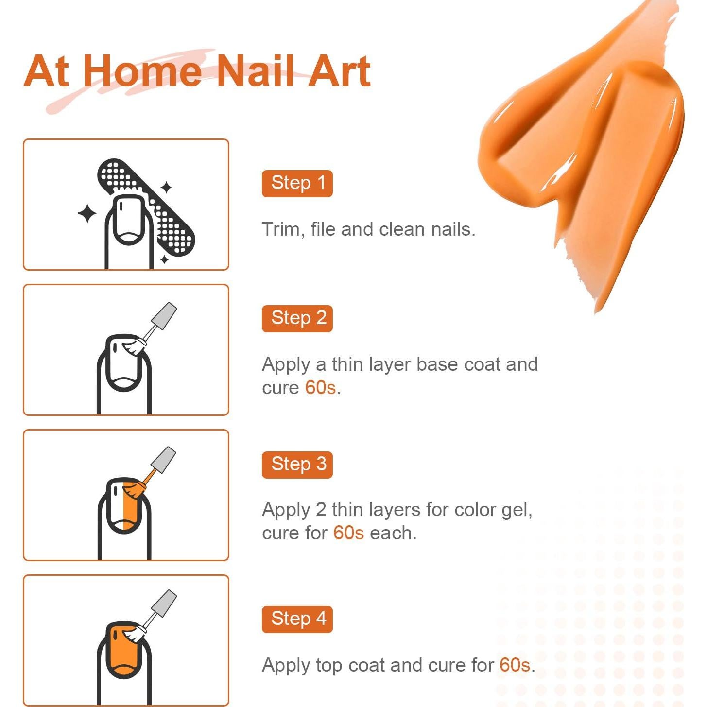 JODSONE 10ml Orange Gel Nail Polish Bright Orange Gel Polish Nail Manicure Salon DIY at Home High Gloss Soak Off U V