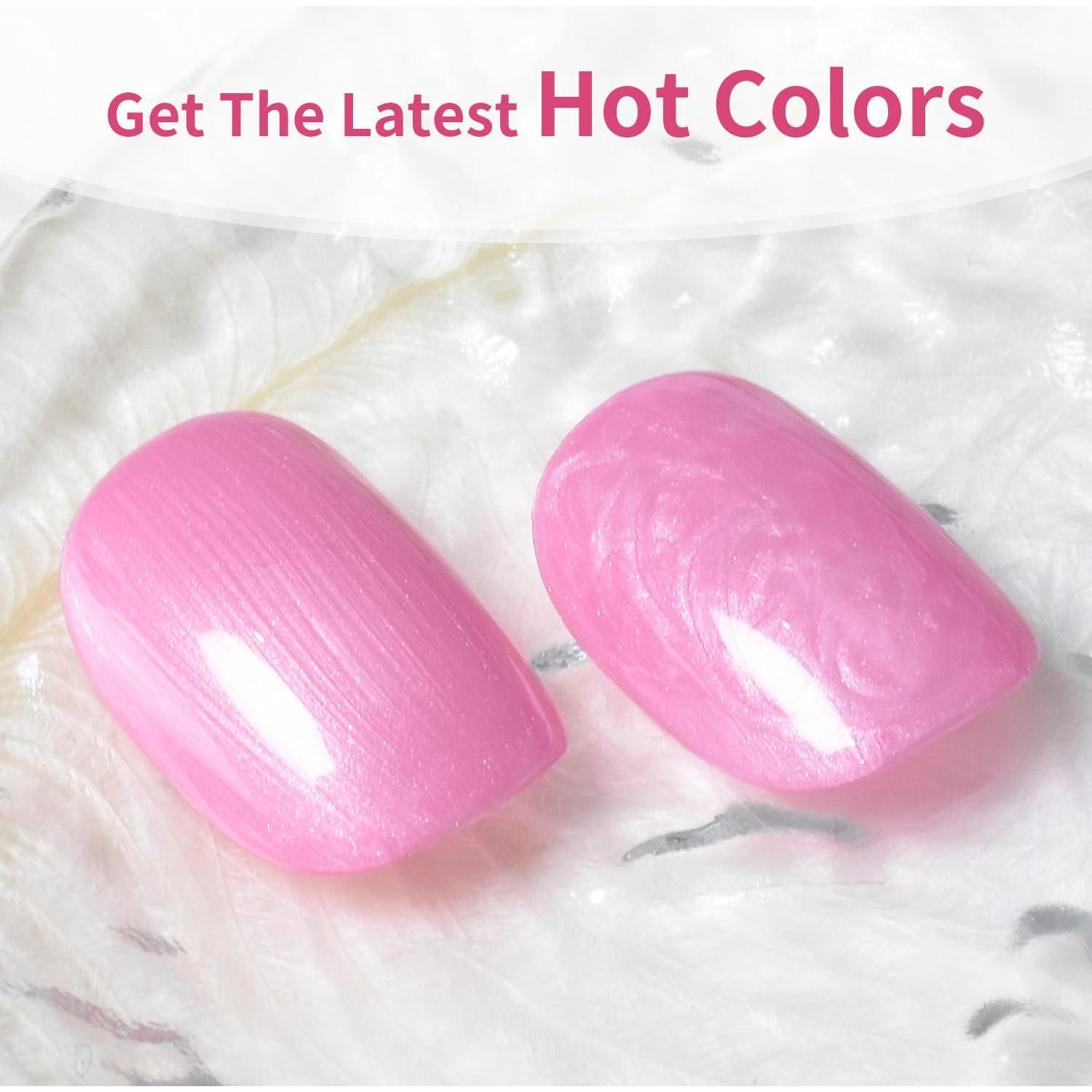 JODSONE 10ml Glitter Gel Nail Polish, Pink Glitter Gel Polish All Seasons Neutral Soak Off U V Lamp Deep Pink Nail Art Design Manicure Salon DIY Home