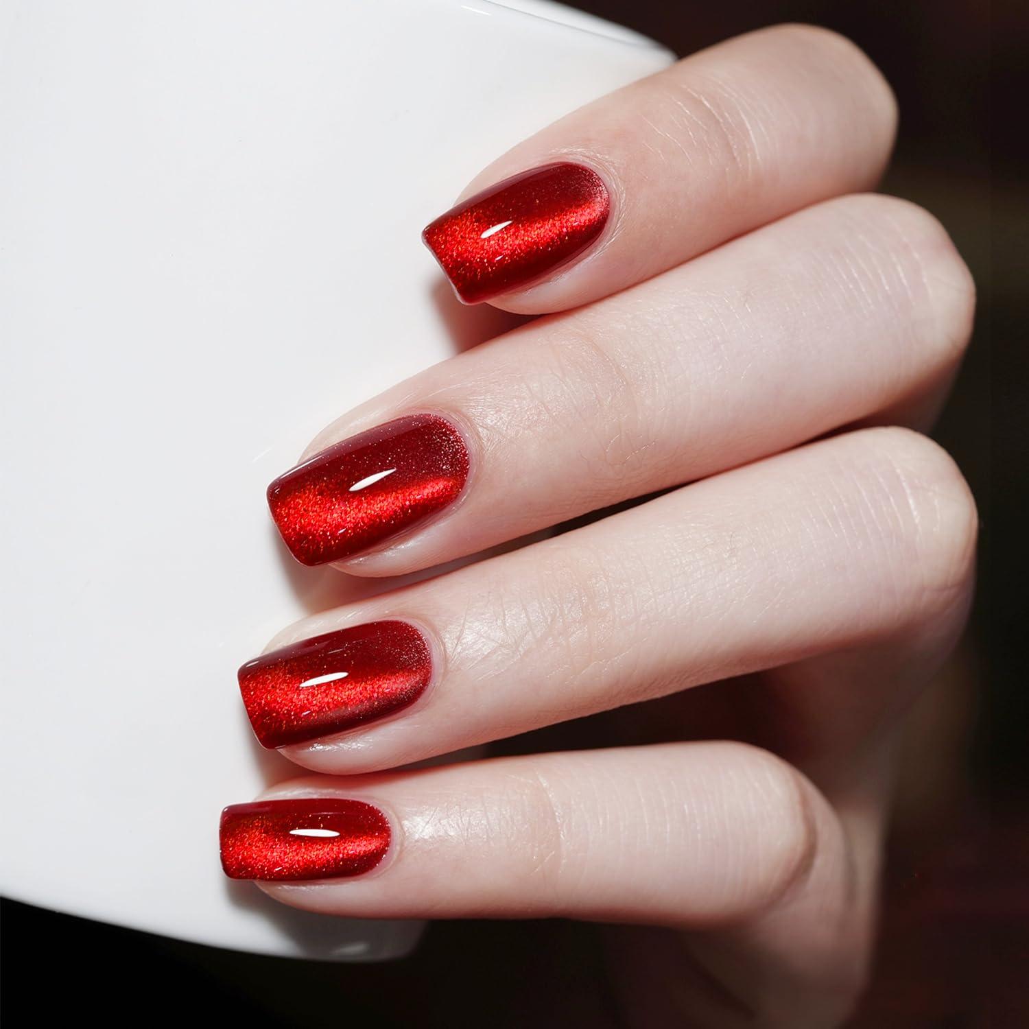 Esmalte de Uñas Gel JODSONE 10ml Ojo de Gato Rojo Profundo