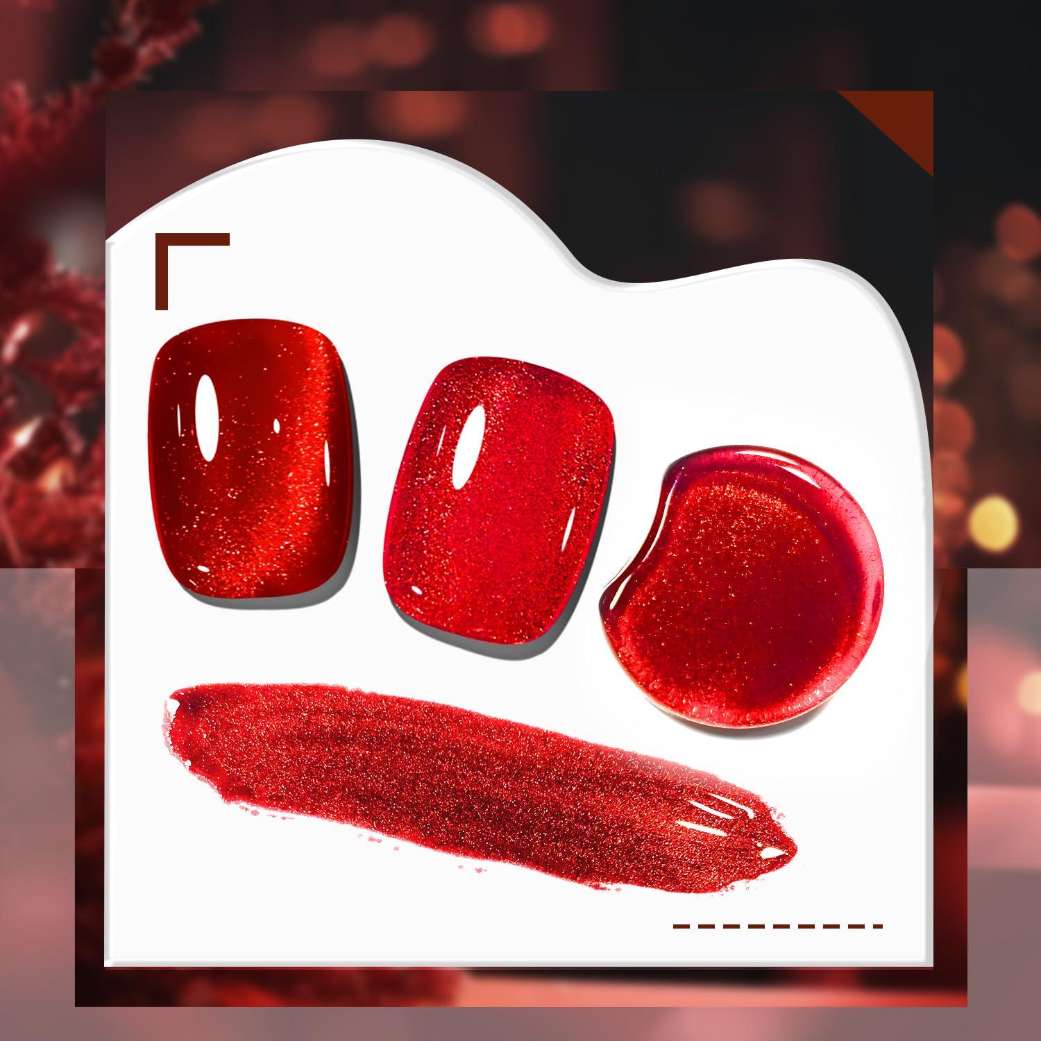 Esmalte de Uñas Gel JODSONE 10ml Ojo de Gato Rojo Profundo