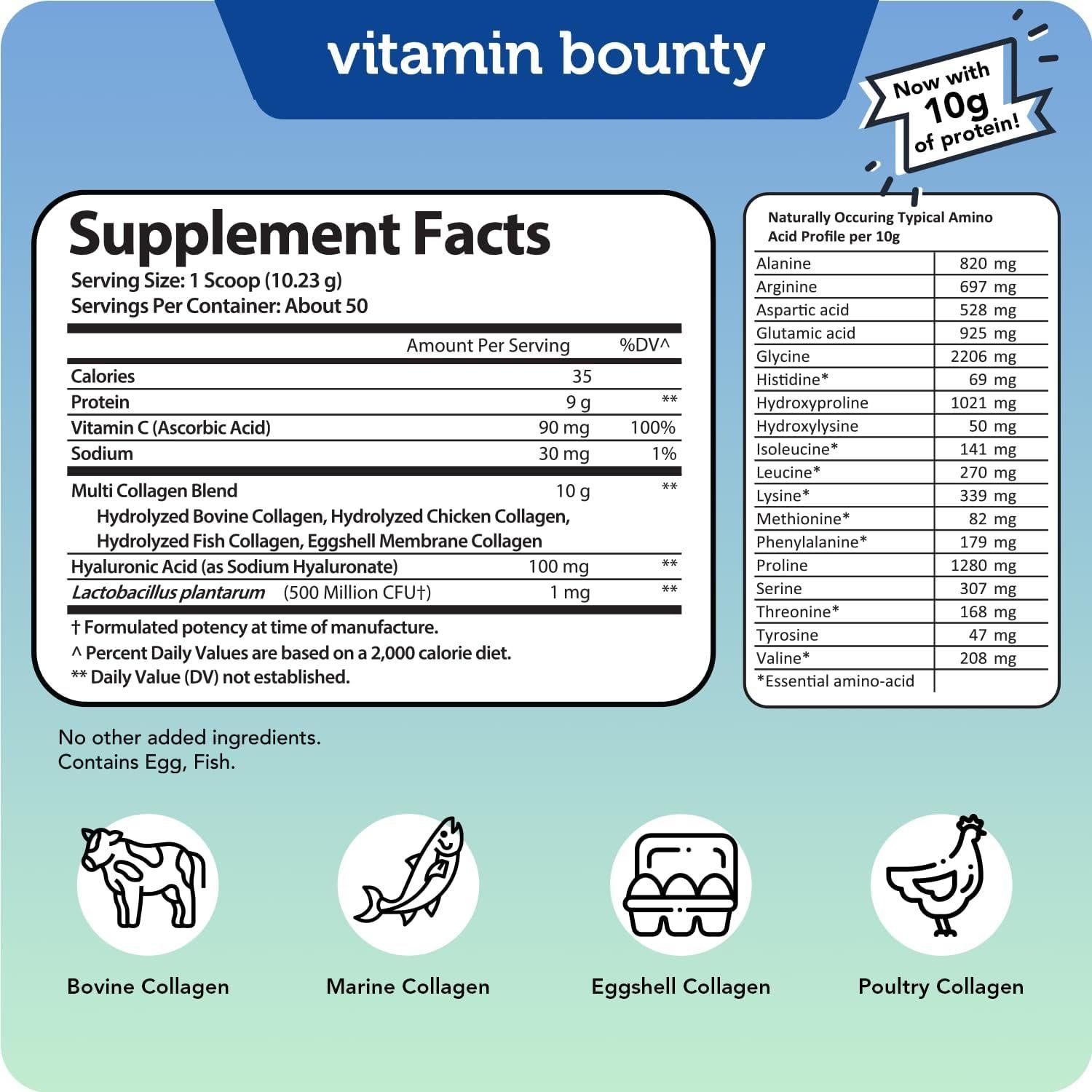 Polvo de Colágeno Hidrolizado Vitamin Bounty - 50 Porciones