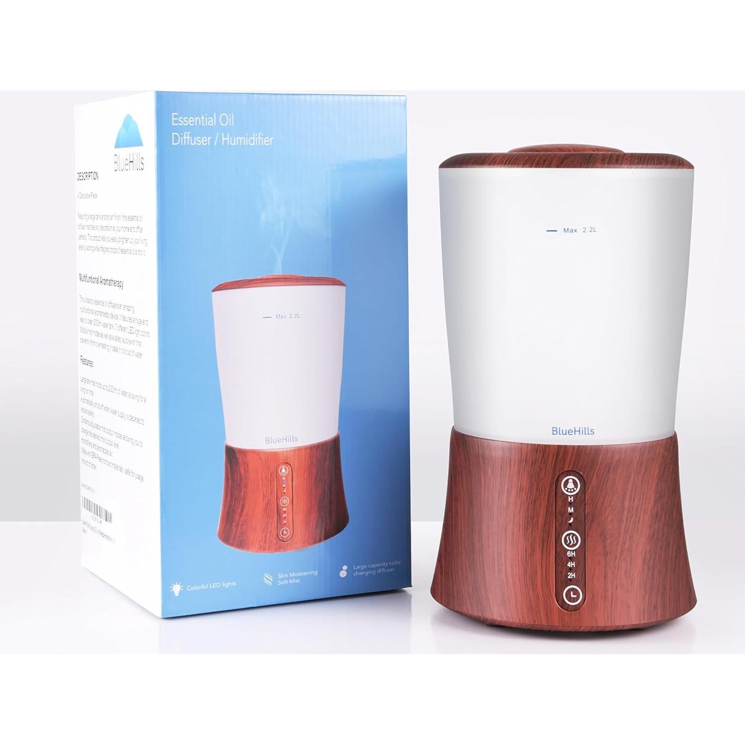 Difusor de Aceite Esencial BlueHills 2000 ML Madera Oscura