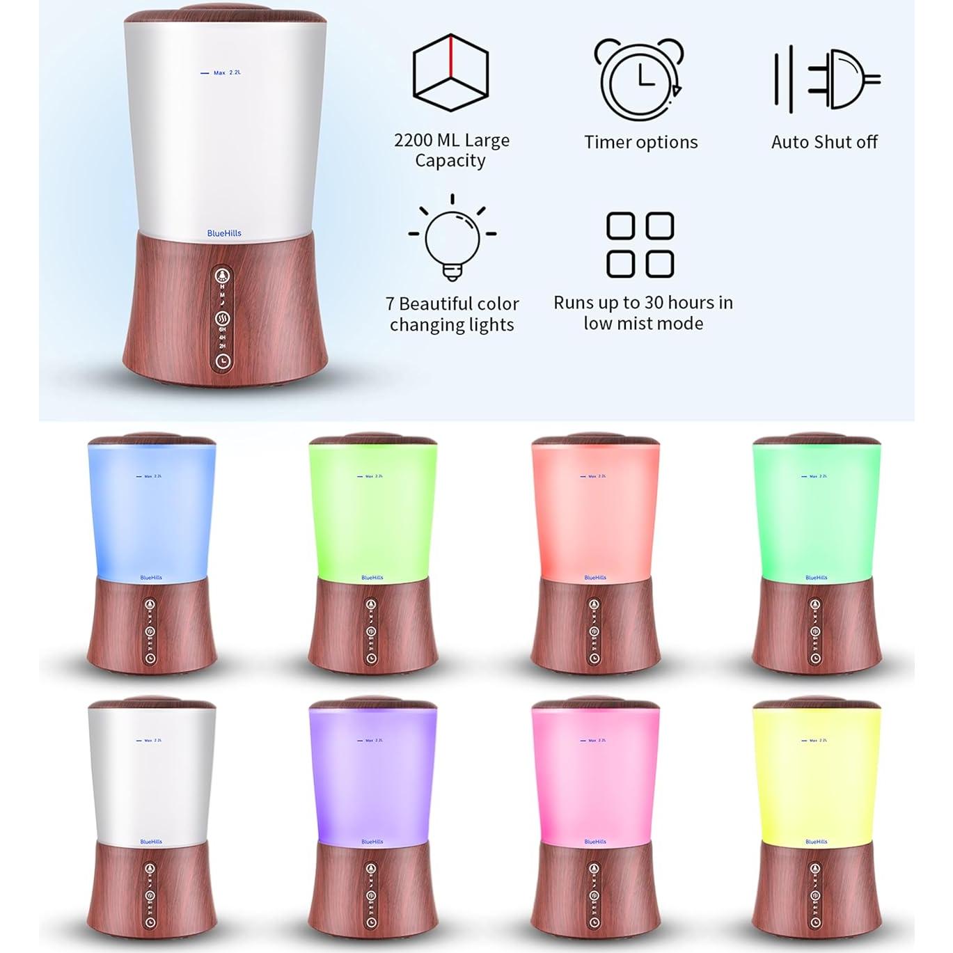 Difusor de Aceite Esencial BlueHills 2000 ML Madera Oscura