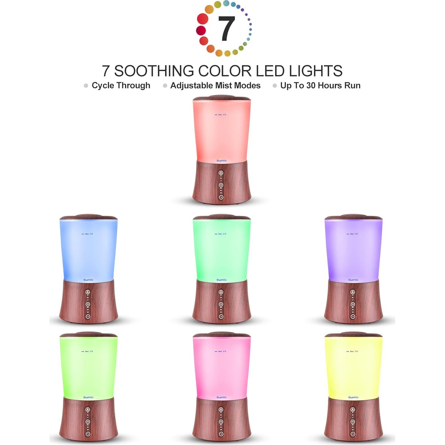 Difusor de Aceite Esencial BlueHills 2000 ML Madera Oscura