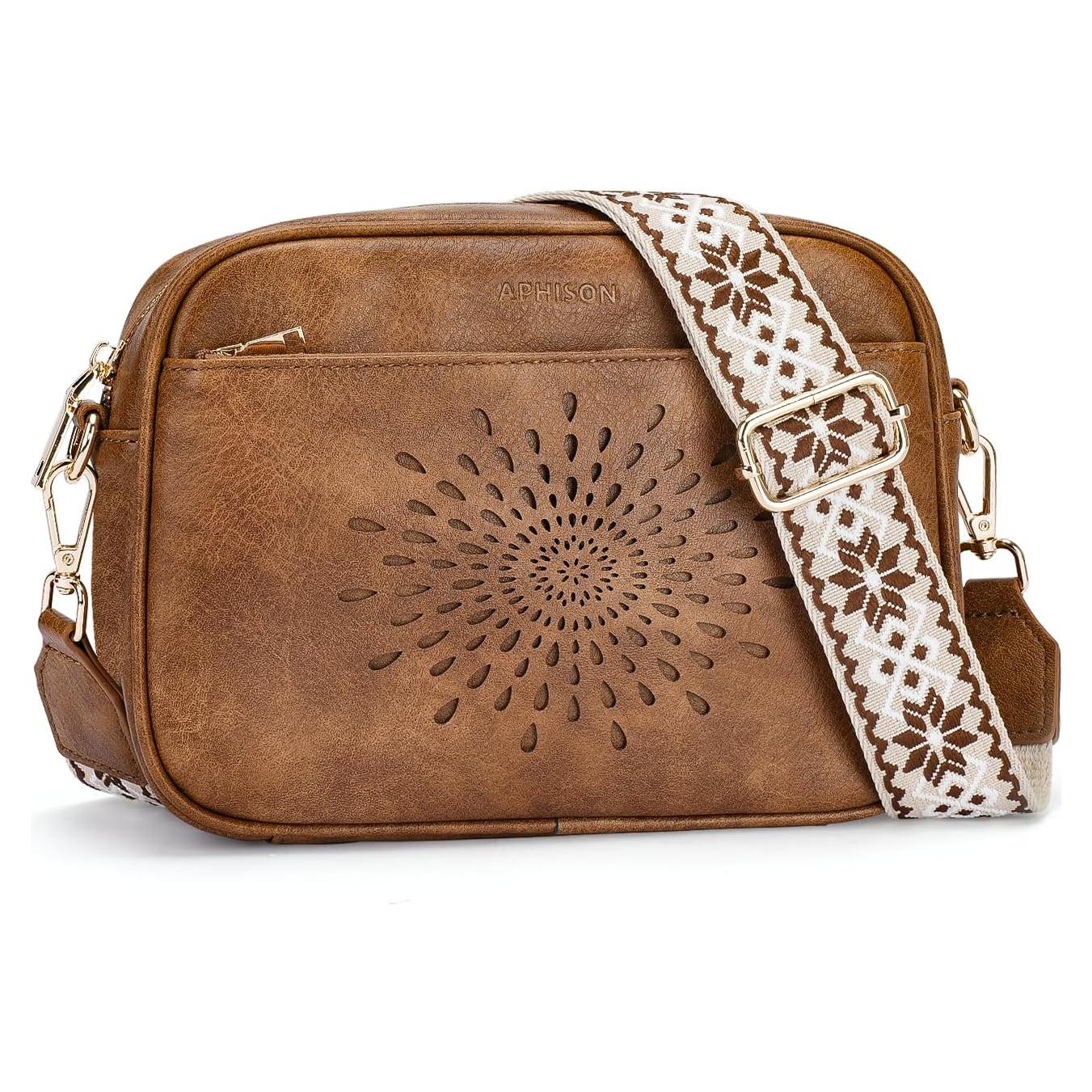 Bolso Cruzado Acolchado APHISON para Mujeres - Cuero Vegano Marrón