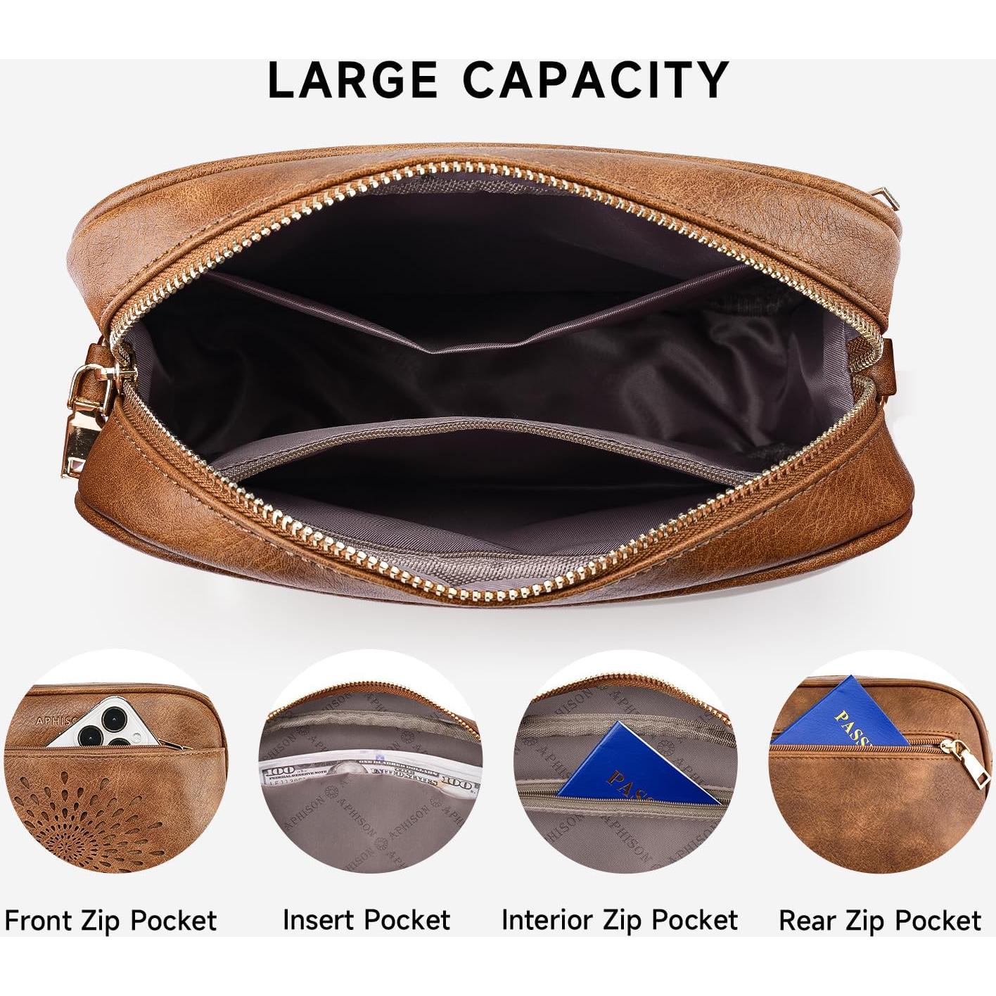 Bolso Cruzado Acolchado APHISON para Mujeres - Cuero Vegano Marrón