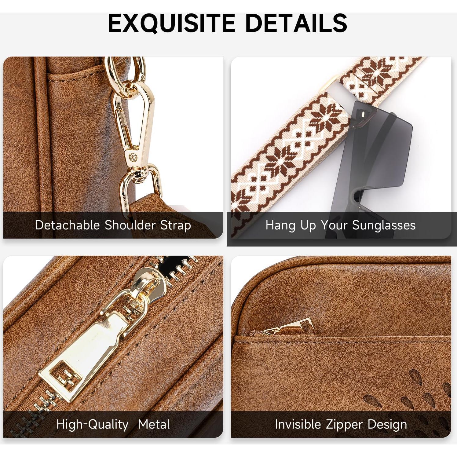 Bolso Cruzado Acolchado APHISON para Mujeres - Cuero Vegano Marrón