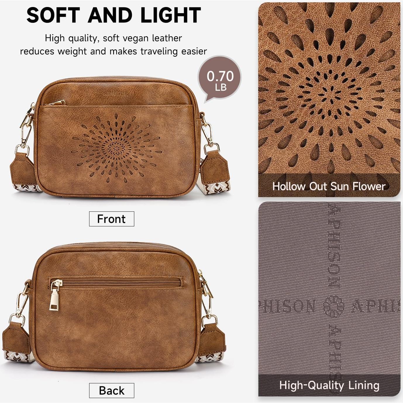 Bolso Cruzado Acolchado APHISON para Mujeres - Cuero Vegano Marrón