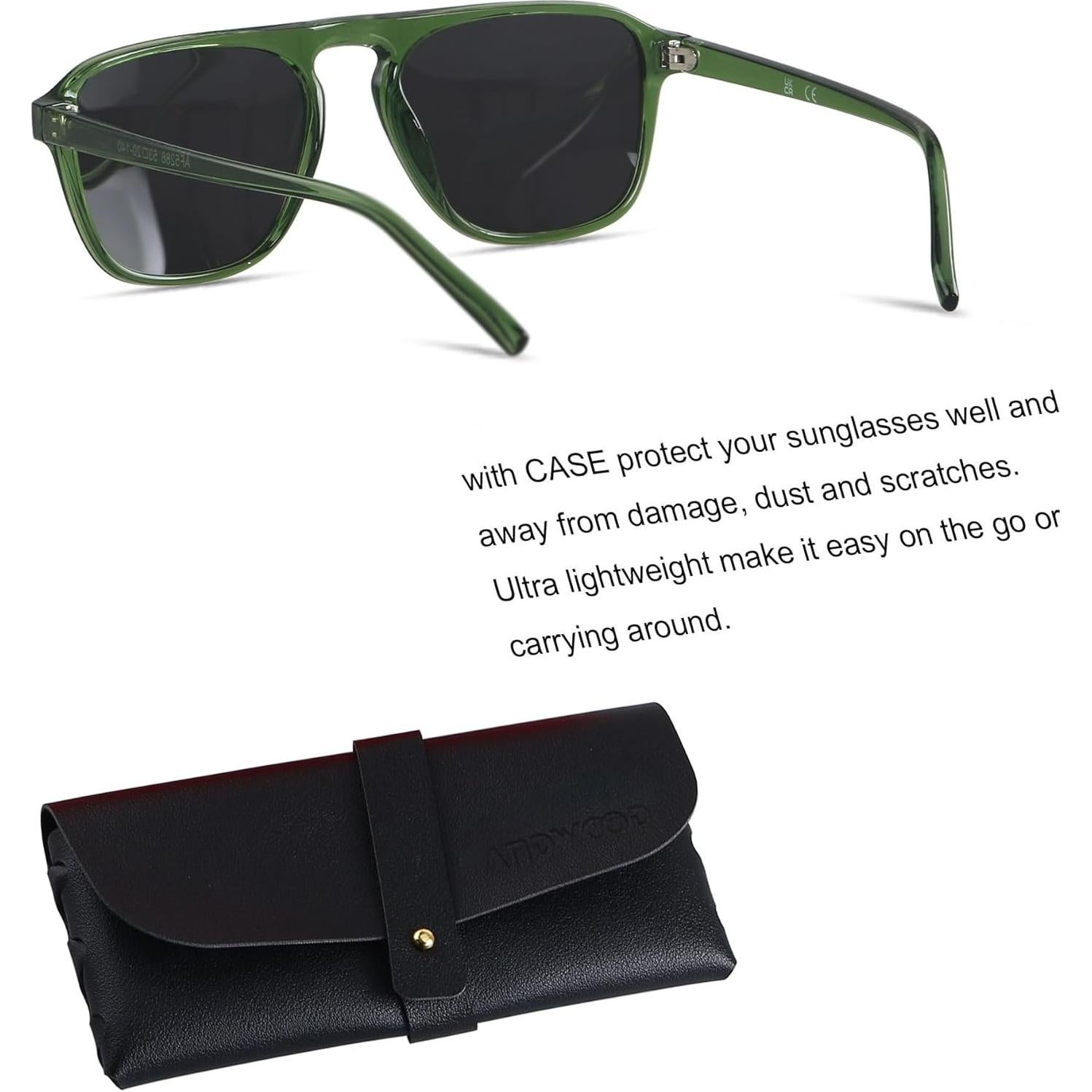 Gafas de sol aviador cuadradas ANDWOOD polarizadas UV400