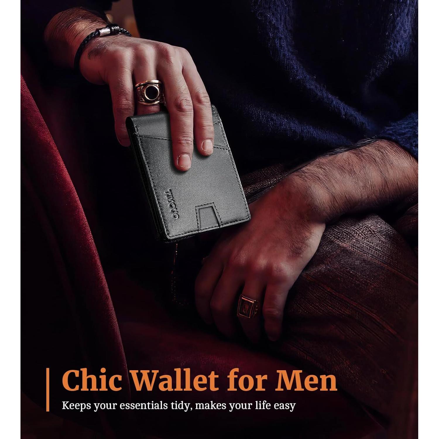 Cartera Bifold TiMOVO para Hombres con Bloqueo RFID Negra