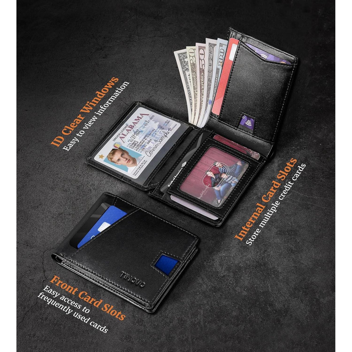 Cartera Bifold TiMOVO para Hombres con Bloqueo RFID Negra