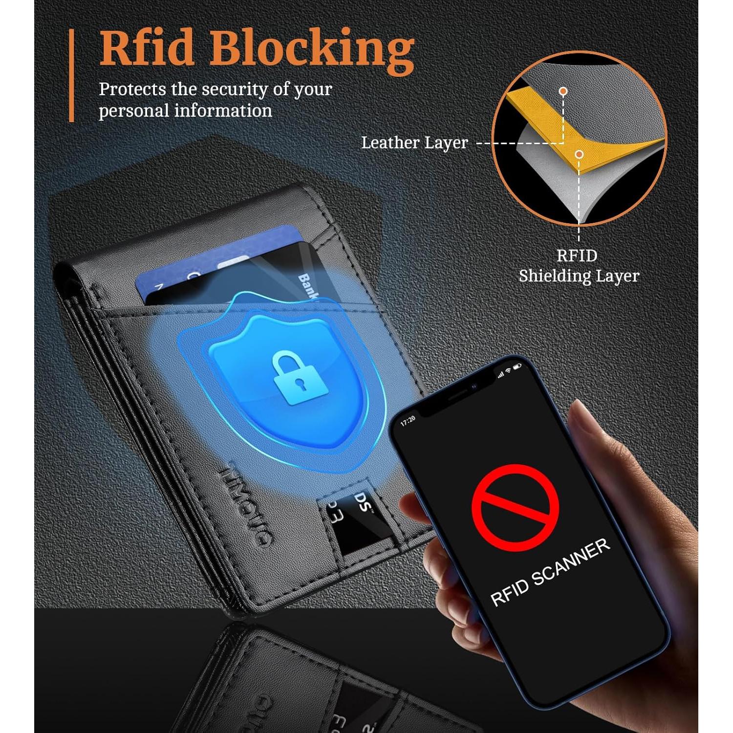 Cartera Bifold TiMOVO para Hombres con Bloqueo RFID Negra