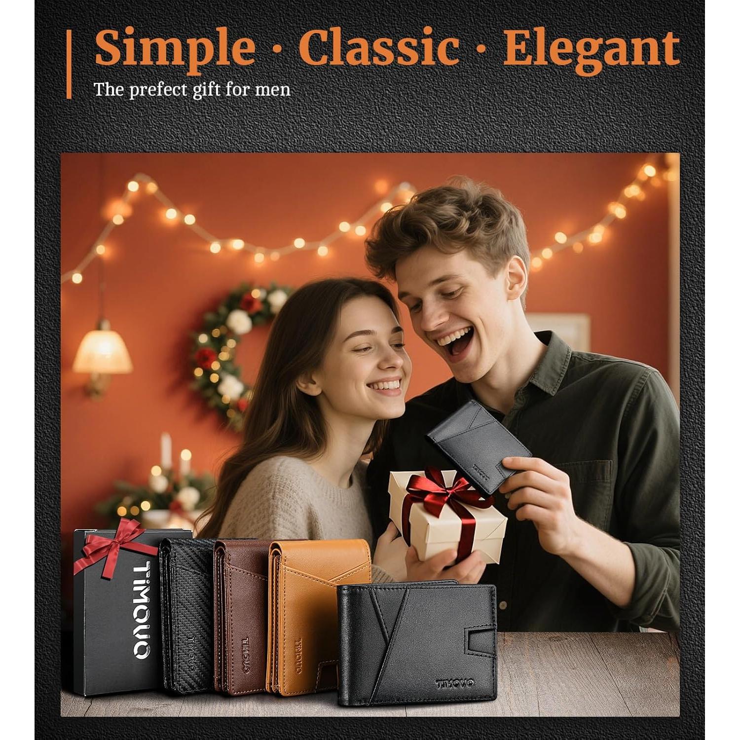 Cartera Bifold TiMOVO para Hombres con Bloqueo RFID Negra