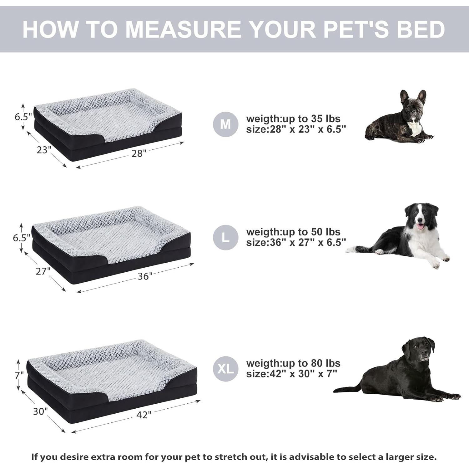 Cama ortopédica para perros medianos LEXTRO 71x58 cm impermeable