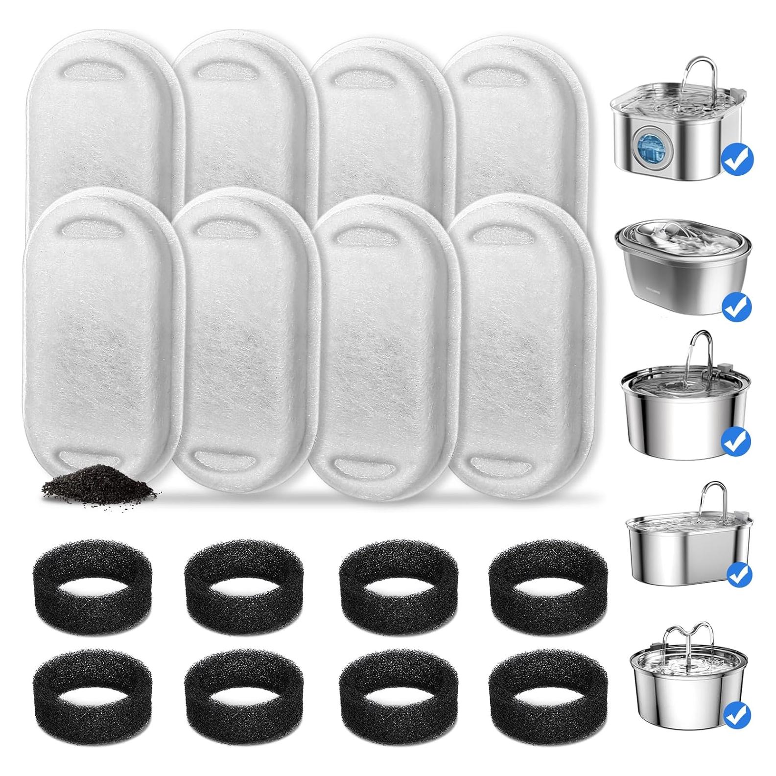 Filtros de Agua para Gatos NautyPaws - Paquete 8 Filtros + 8 Esponjas