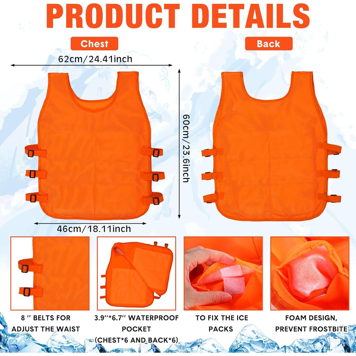 Chaleco Refrigerante Jexine 2 Pcs con 48 Paquetes de Hielo