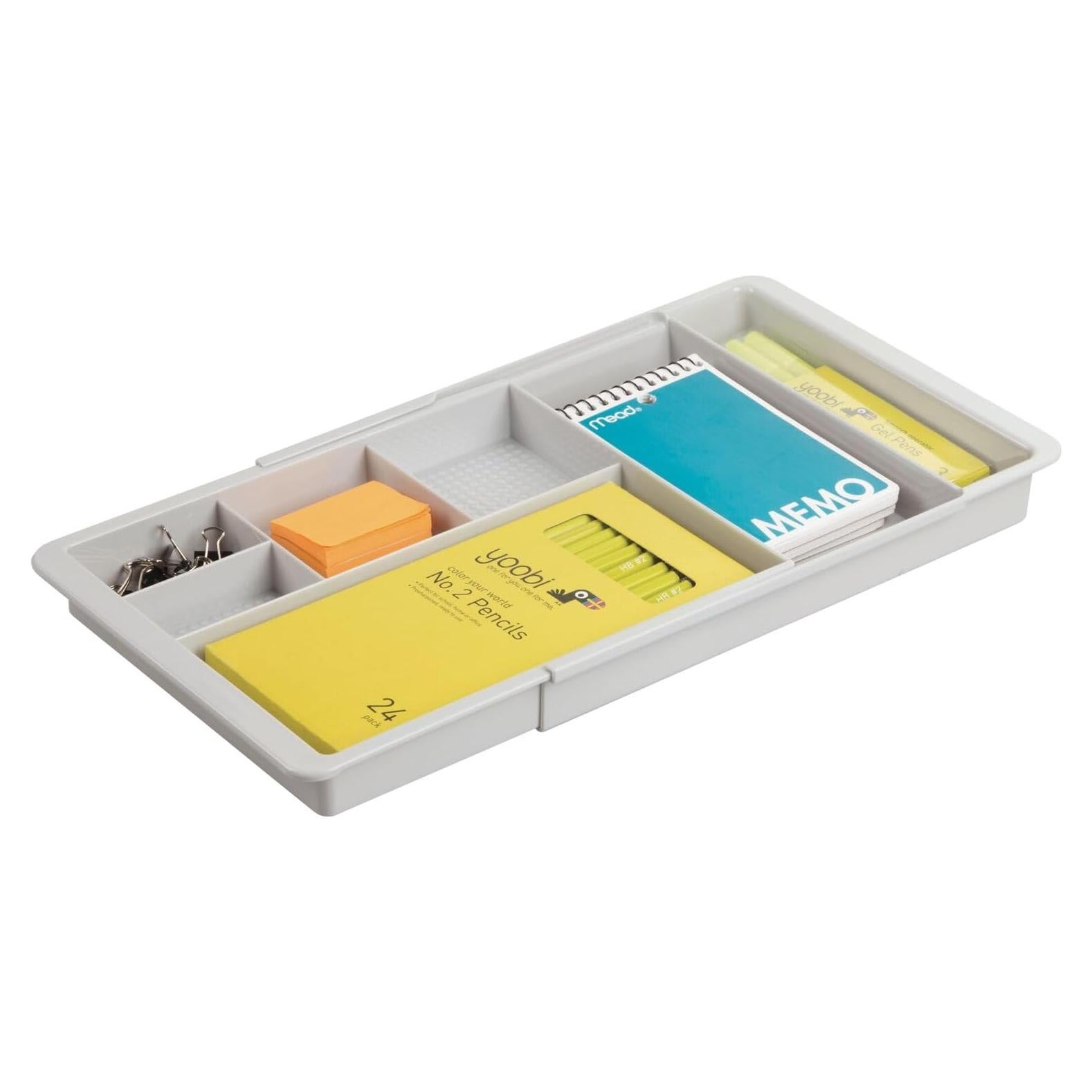 Organizador de Cajones Expandible mDesign Lumiere Gris Claro