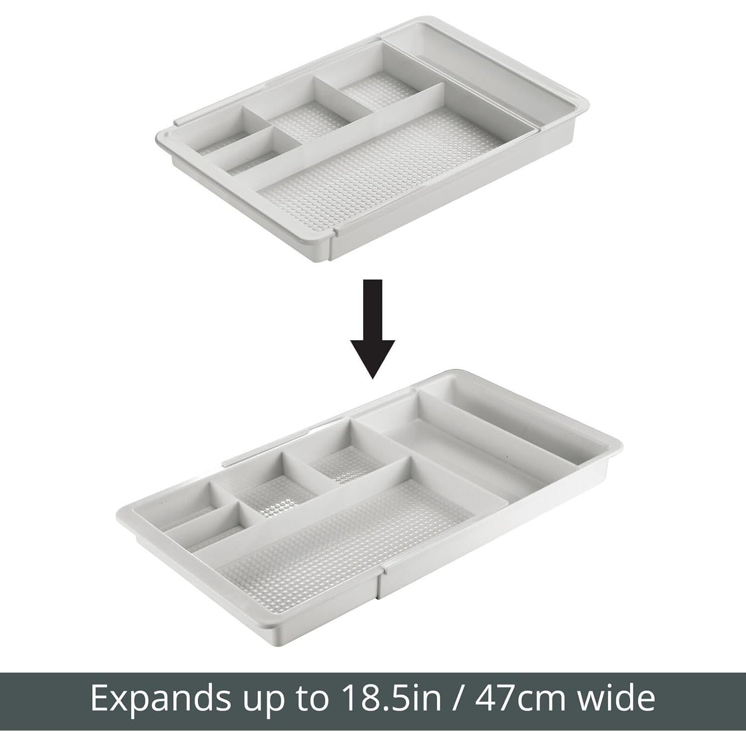 Organizador de Cajones Expandible mDesign Lumiere Gris Claro