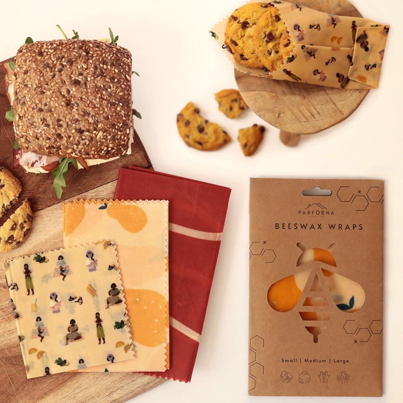 Envolturas de Cera de Abeja Parfórna - Reutilizables 3 Tamaños Ecológicas