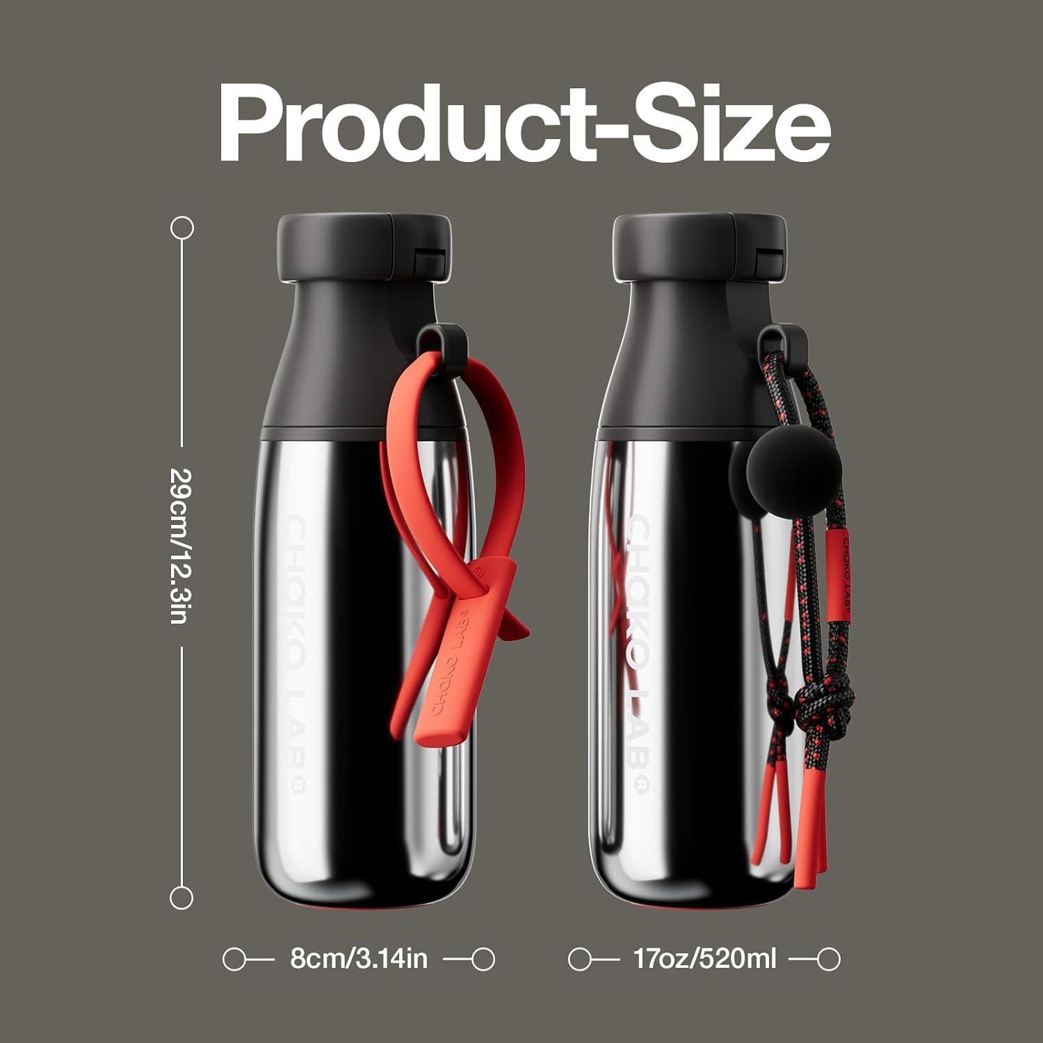 Botella de Agua Aislada CHAKO LAB 0.5L Chocolate Oscuro