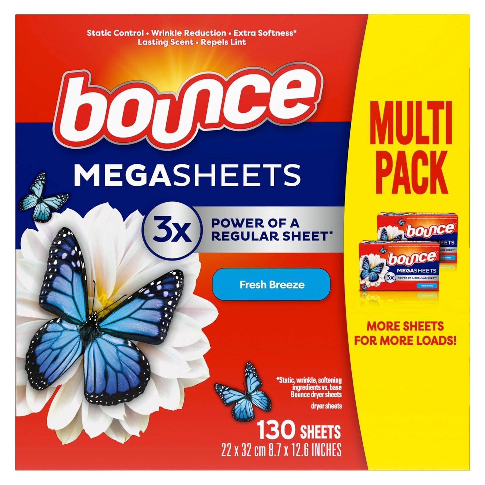 Hojas Mega para Secadora Bounce Brisa Fresca 130 Unidades
