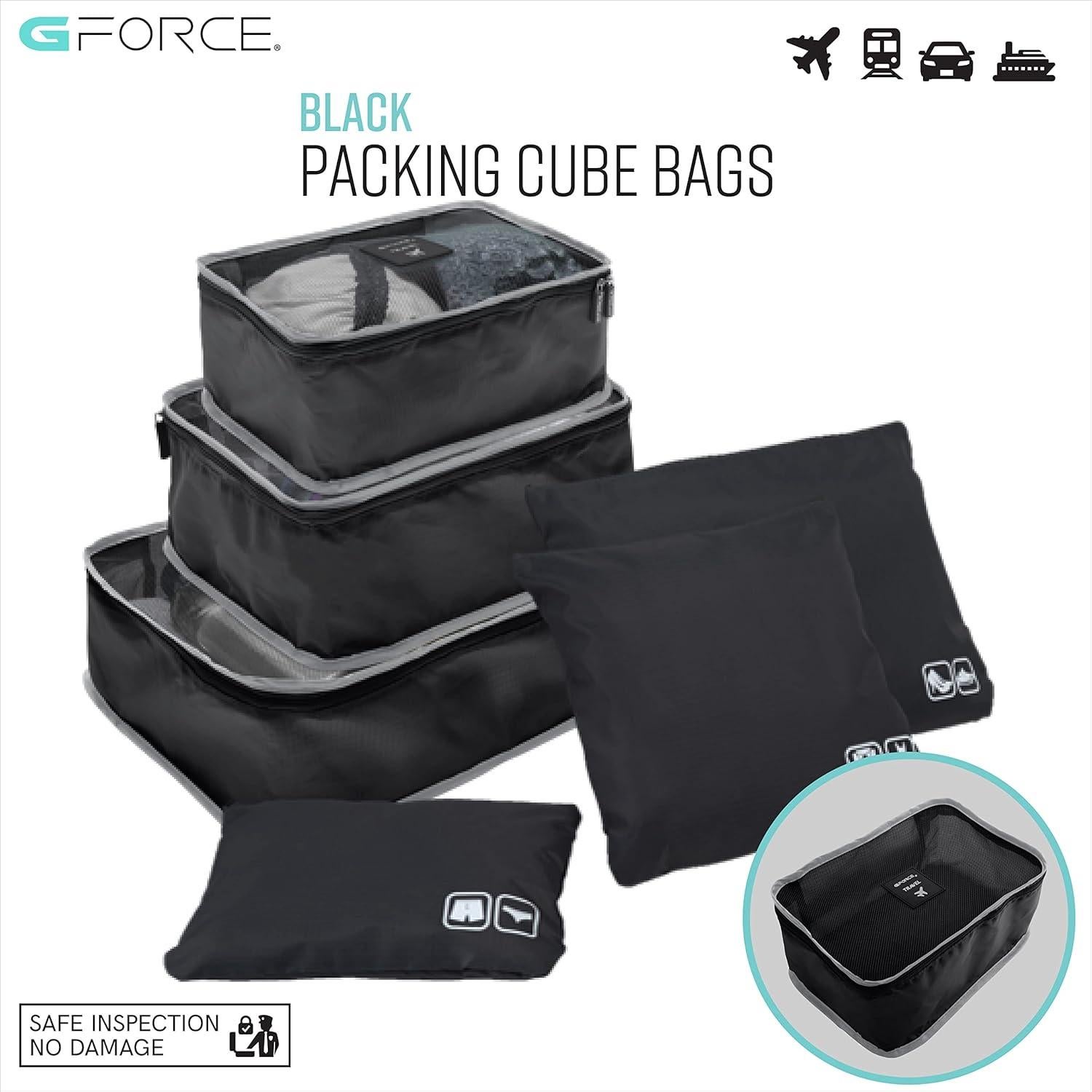 Juego de Viaje GForce 6 Piezas Organizador Maleta Negro