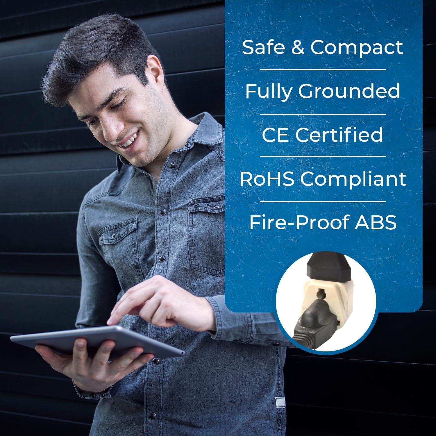 Adaptador de Enchufe de Viaje OREI Tipo B - Paquete de 2 - Blanco