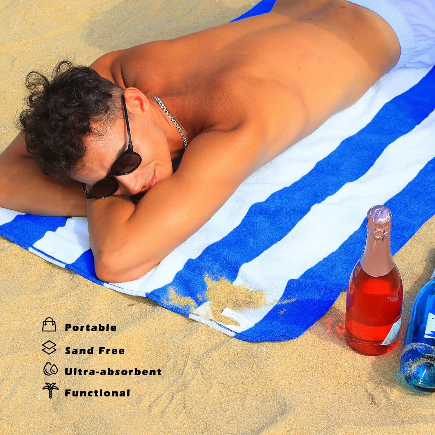 Toallas de Playa Microfibra Exclusivo Mezcla 4 Pack 76x152 cm Azul