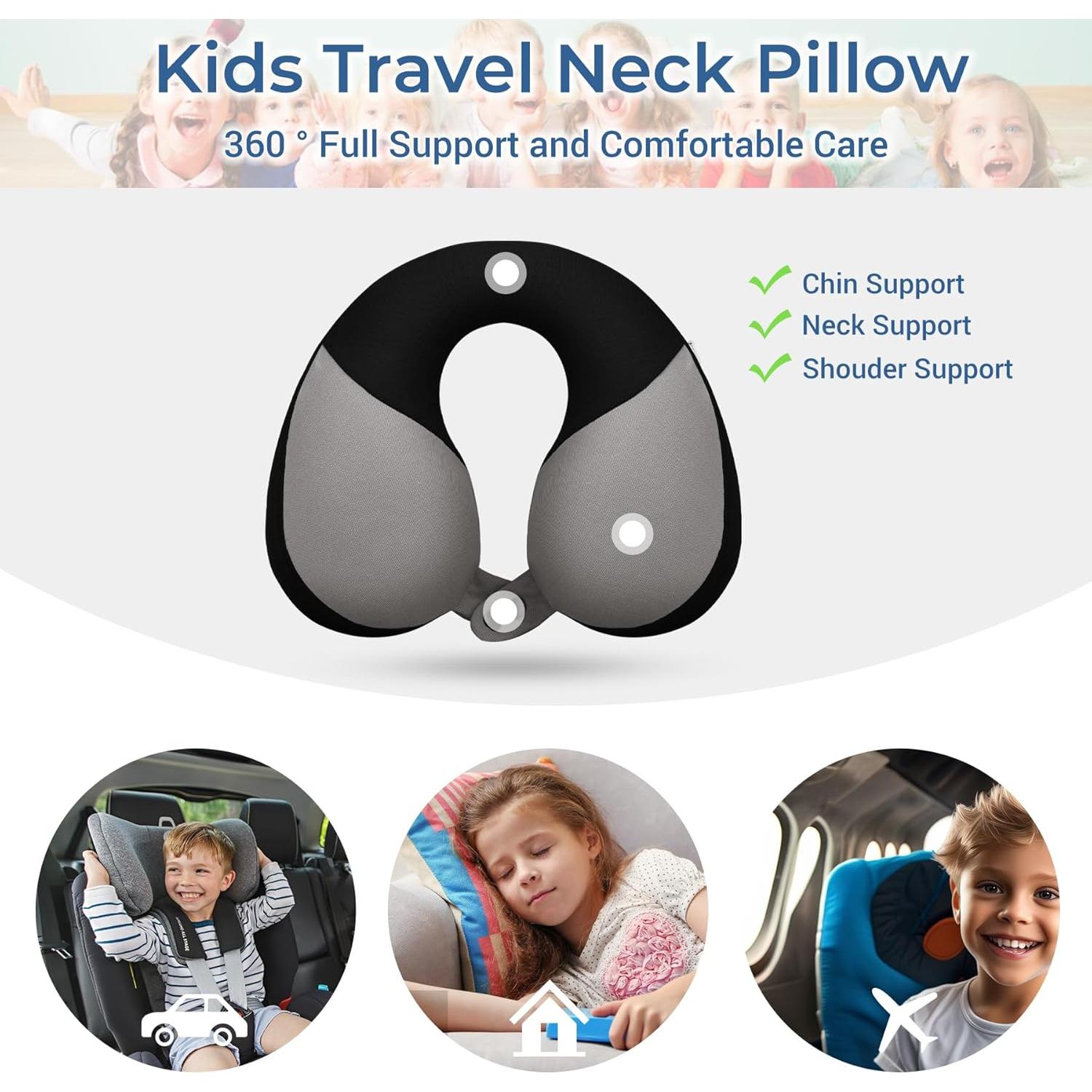 Almohada de Viaje COOLBEBE para Niños - Soporte Cuello Negro