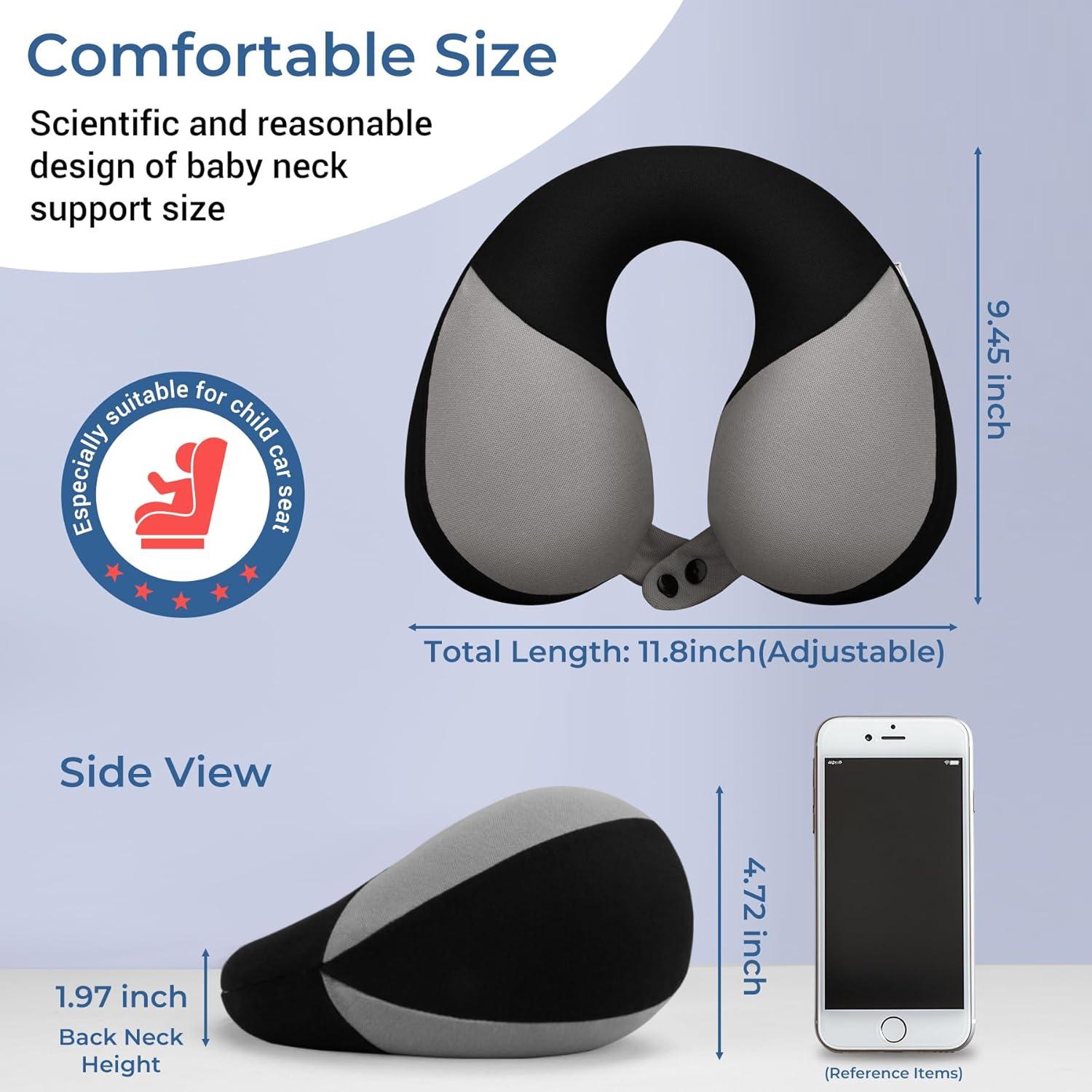 Almohada de Viaje COOLBEBE para Niños - Soporte Cuello Negro