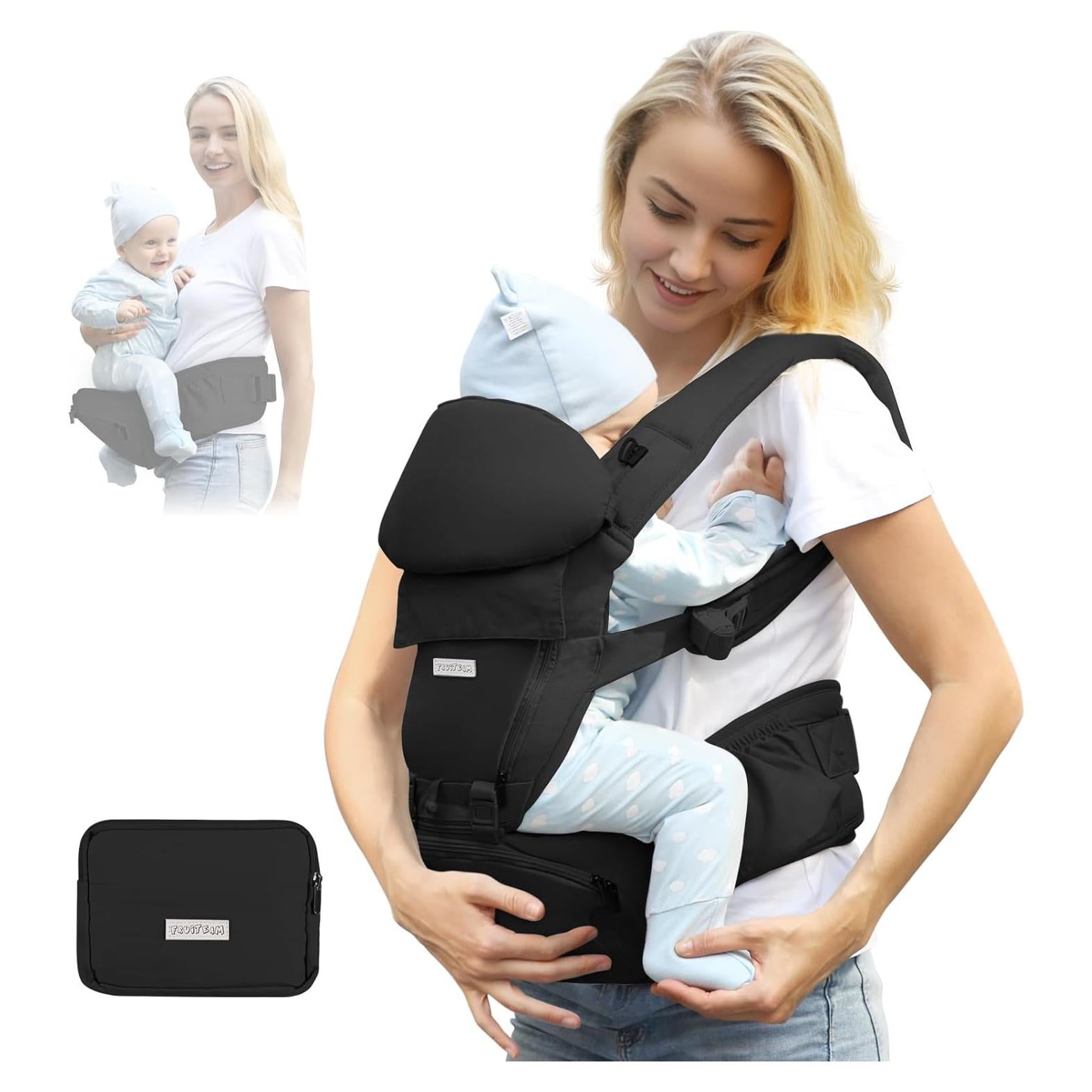 Portabebés 6 en 1 FRUITEAM Negro Ajustable y Ergonómico