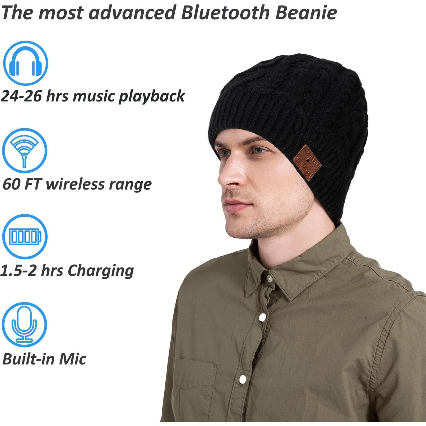 Gorro Bluetooth MUSICBEE Negro V5.2 24h Reproducción